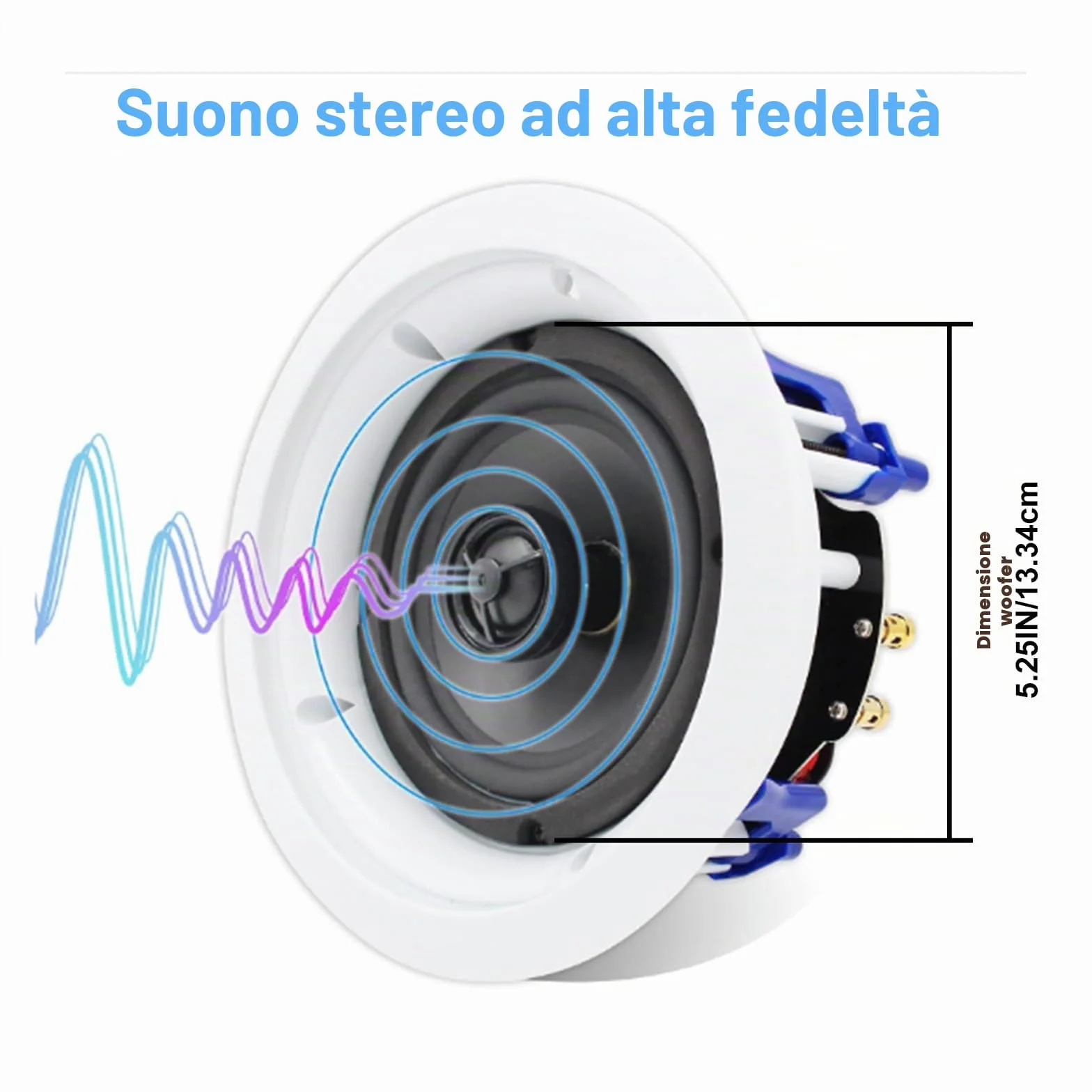 Herdio Altoparlante da soffitto 5,25 pollici 8 Ohm 300 watt suono da incasso