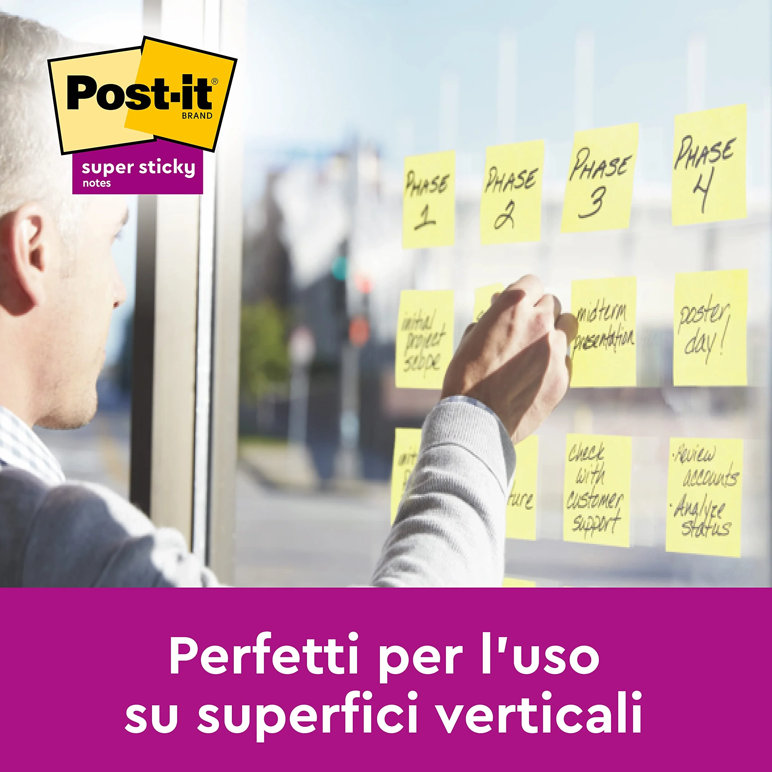 Post-It Foglietti Adesivi Super Sticky Canary Yellow 90 foglietti Giallo