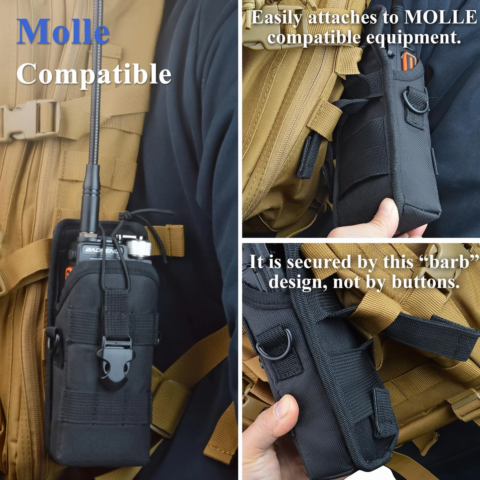Custodia Tattica per Radio con Sistema MOLLE, Supporto Walkie Talkie in Nylon, Cintura Regolabile Compatibile Motorola Kenwood Baofeng Midland