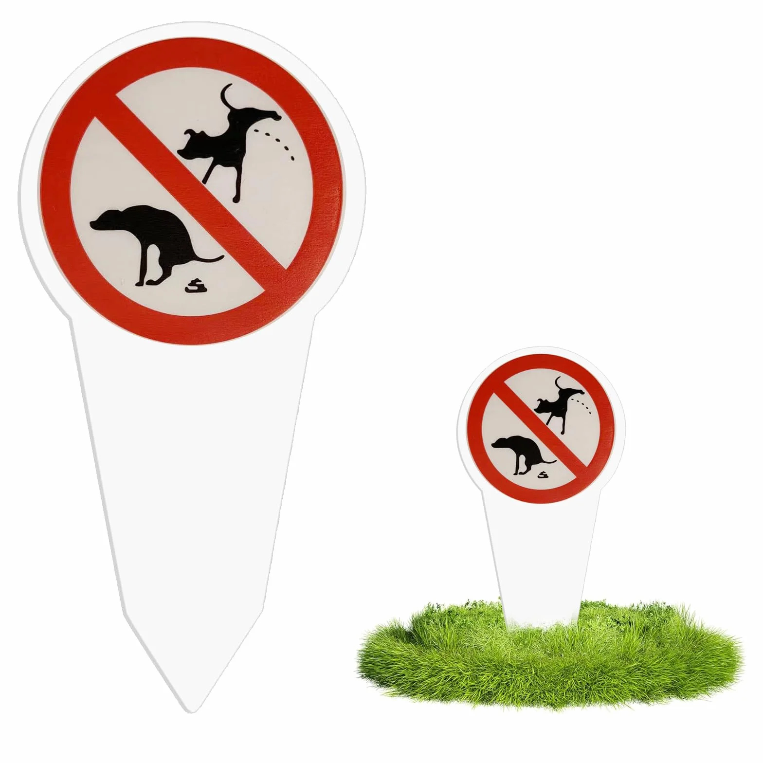 Cartello Divieto di Cacca e Pipì per Cani 29x14 cm, Segnale per Giardini, Parchi, Aree Giochi e Ingressi, Realizzato in PVC Rigido e Resistente alle Intemperie