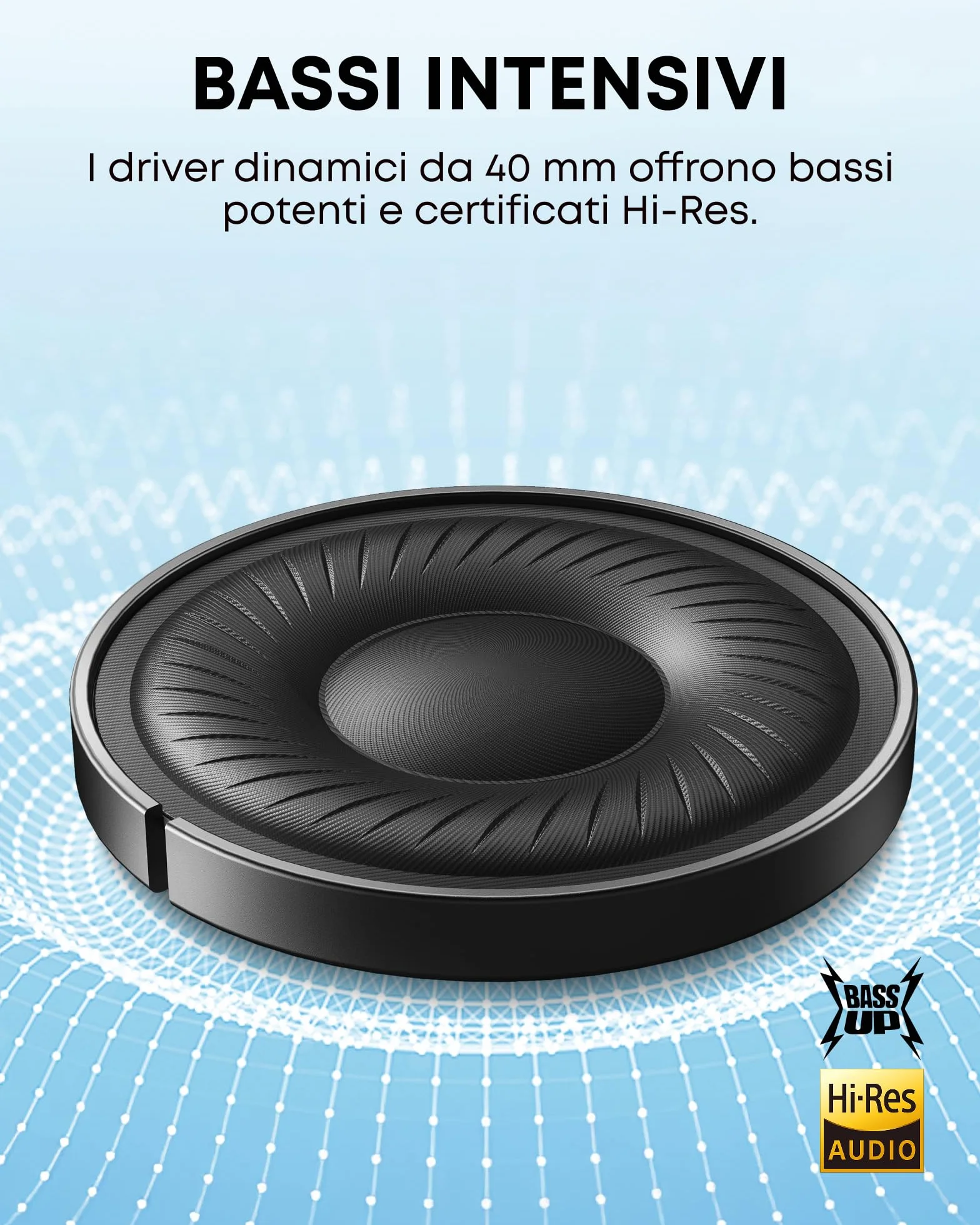 Soundcore by Anker Q20i Cuffie Bluetooth Cancellazione Rumore Attiva Ibrida, 40 Ore ANC, Hi-Res Audio