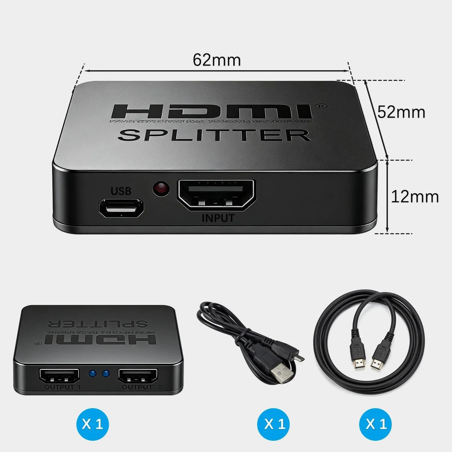 Splitter HDMI 1 in 2 out 4K per 2 monitor, distributore HDMI Full HD per HDTV, Xbox, PS4