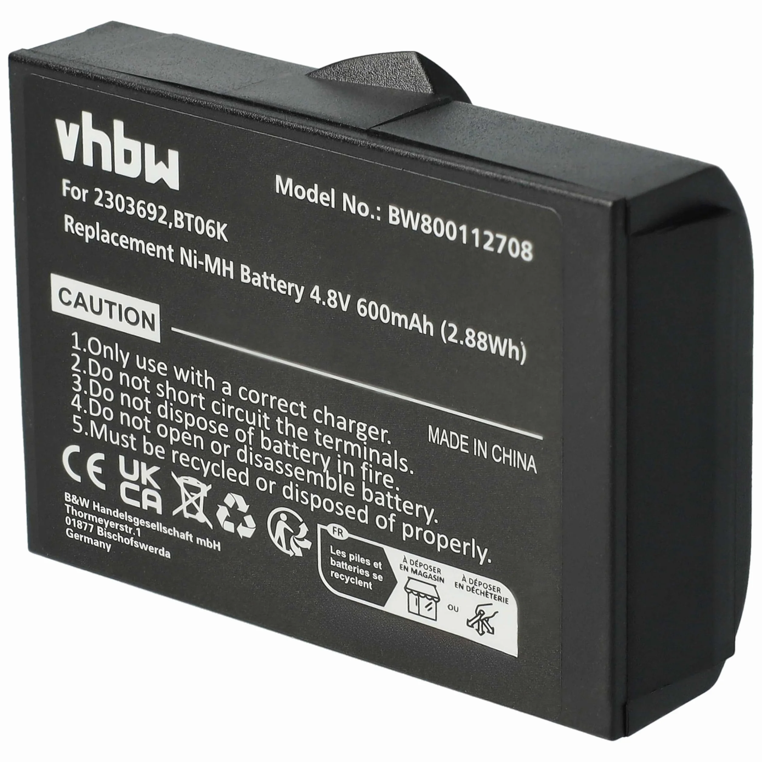 Danfoss BT06K batteria sostituisce radiocomando industriale 600mAh 4,8V NiMH nero