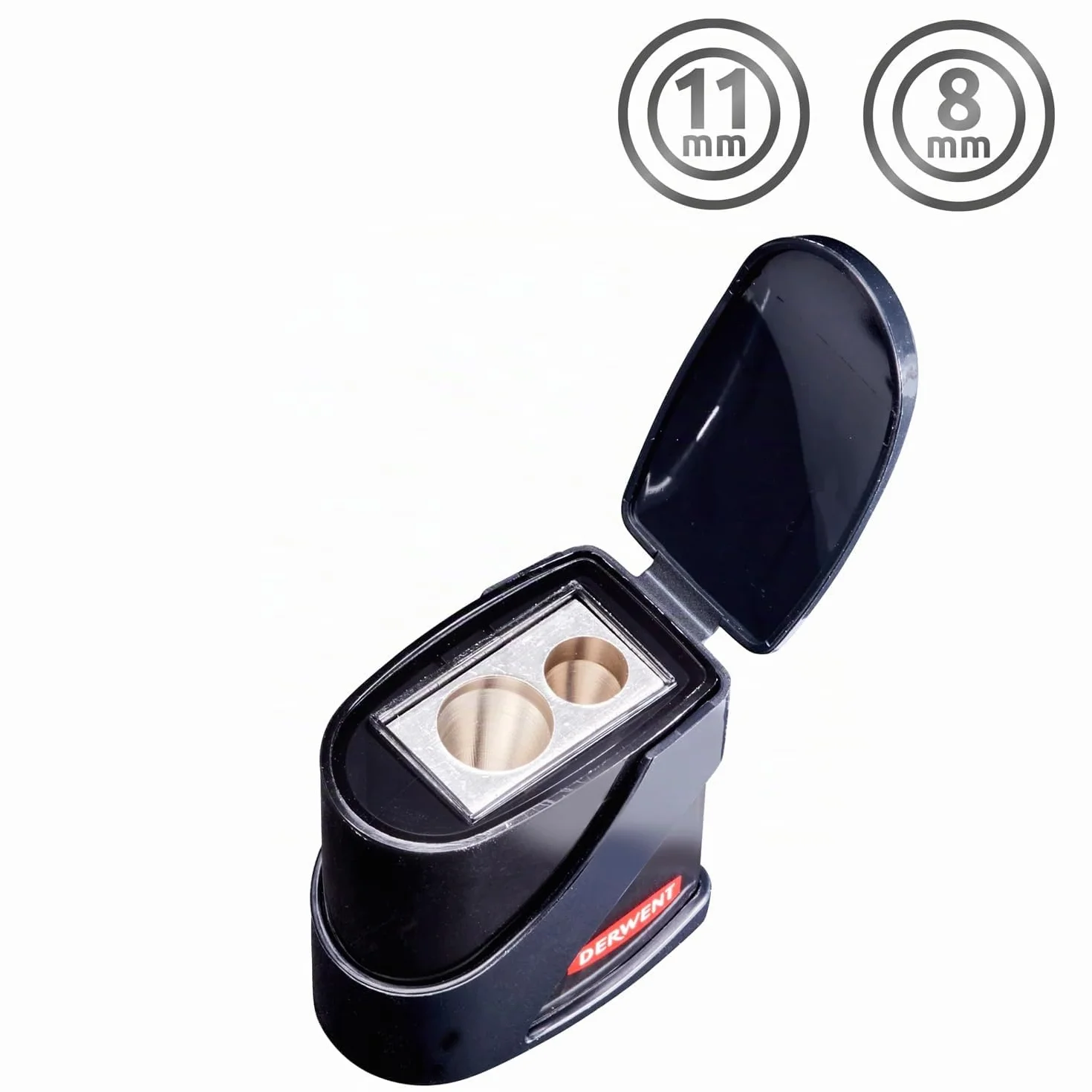 Derwent Temperamatite a Doppio Foro in Metallo Resistente, Fori 11,5 mm e 8,25 mm, Nero