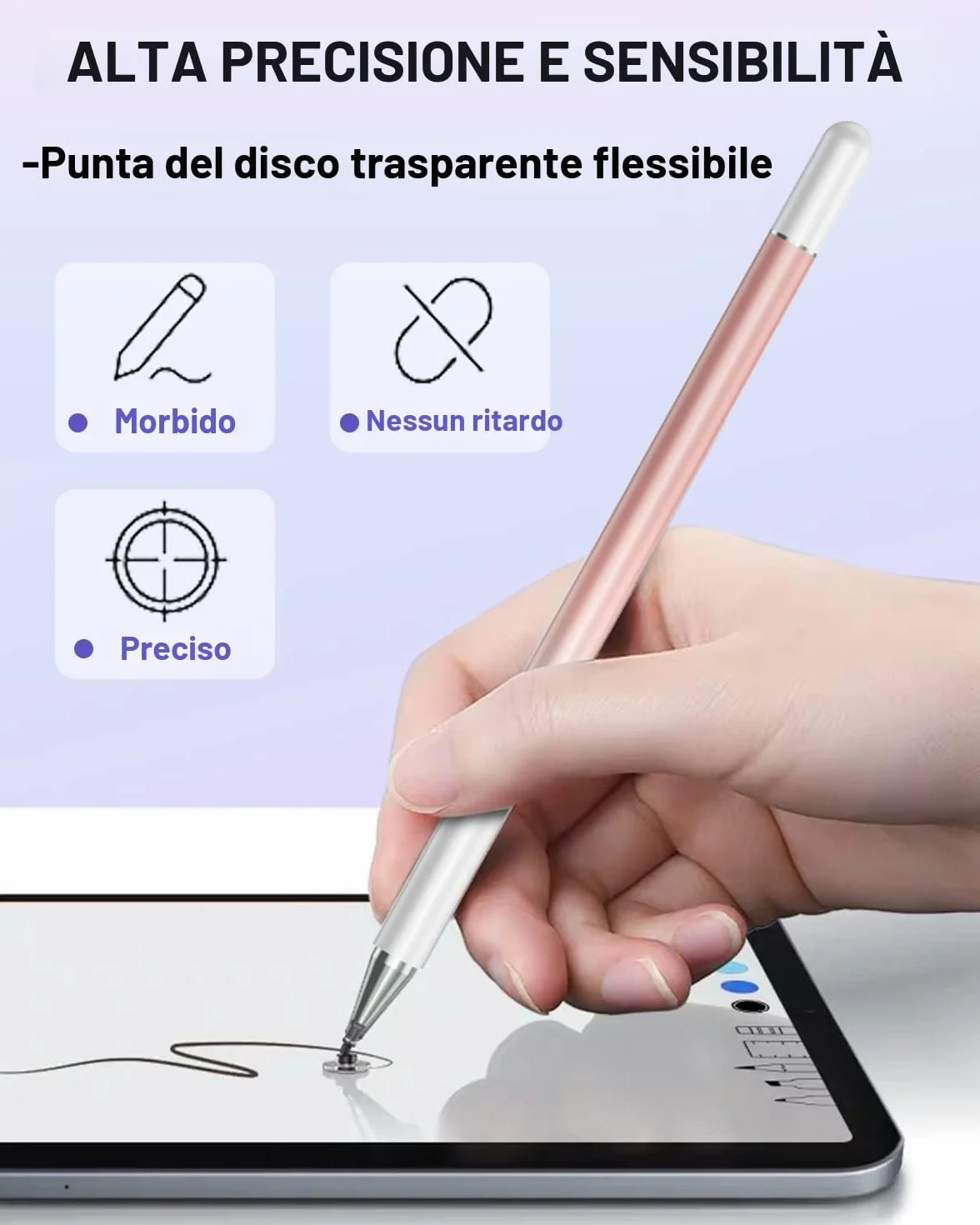 Penna Touch 2 w 1 do Tabletu i Smartfona, 3 szt. (Niebieski, Różowy, Fioletowy)