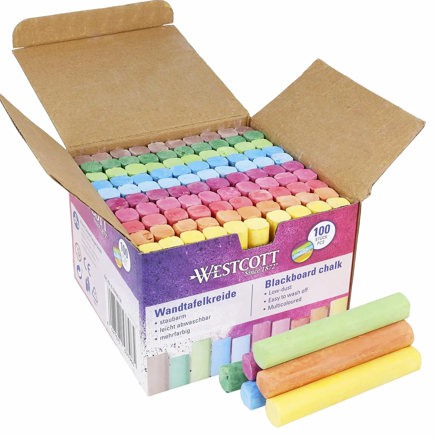 Westcott Gessetti Colorati 1,2 cm Diametro 8,5 cm Lunghezza Confezione Risparmio