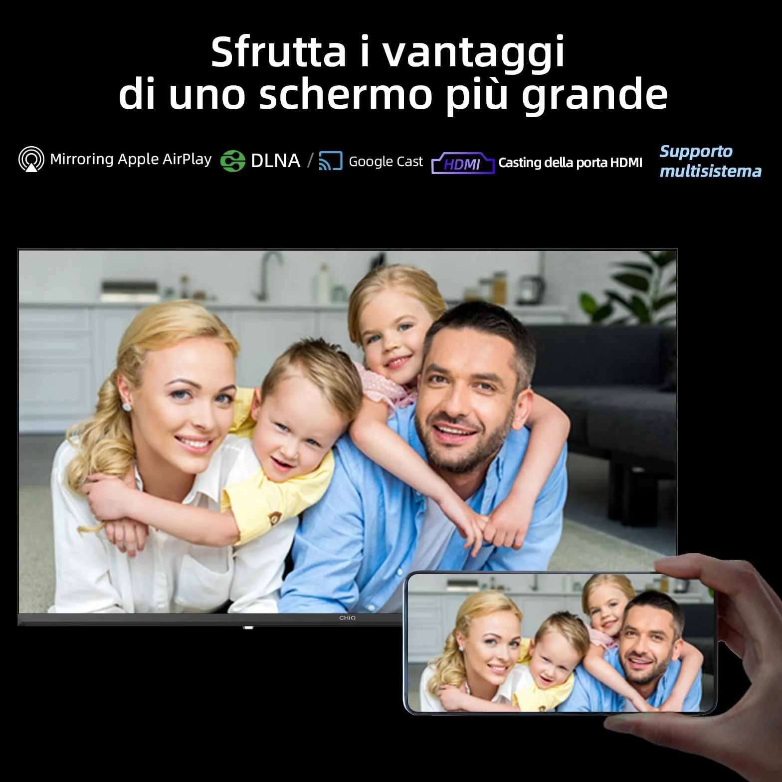 CHiQ L40FT 40" (100 cm) Full HD Smart TV, HDR10, Google TV, Dolby Audio, Chromecast, Triplo Tuner DVB-C/T/T2/S/S2