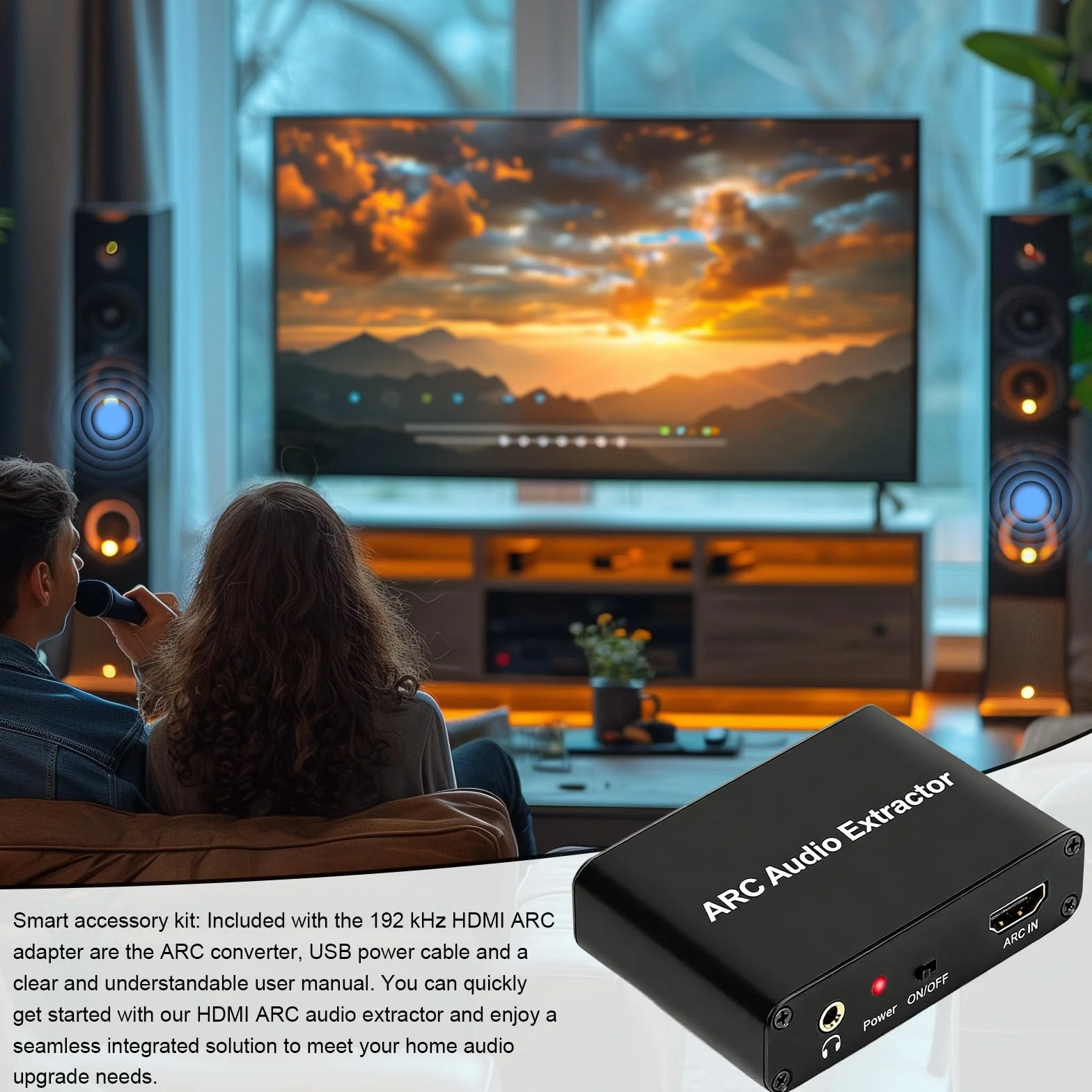 Adattatore HDMI ARC 192 kHz estrattore audio lega alluminio chip HDMIARC importato convertitore DAC per soundbar