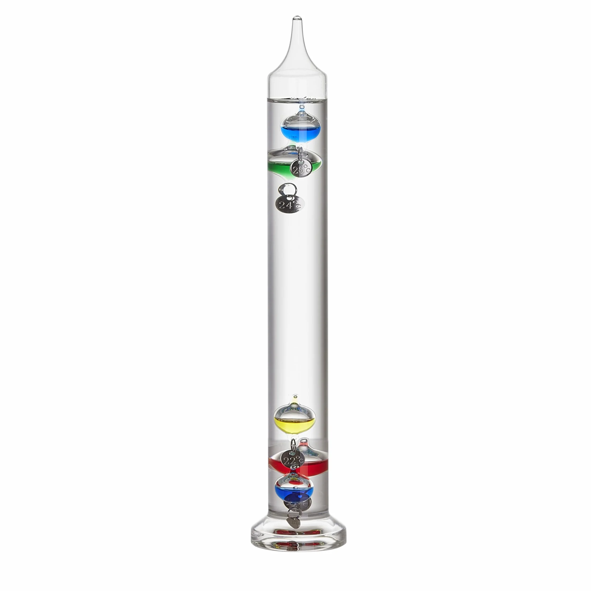TFA Dostmann termometro analogico in vetro Galileo Galilei, 18.1018, a liquido, 28 cm, misurazione della temperatura interna, facile da leggere, oggetto decorativo, da 18 a 26°C, colorato