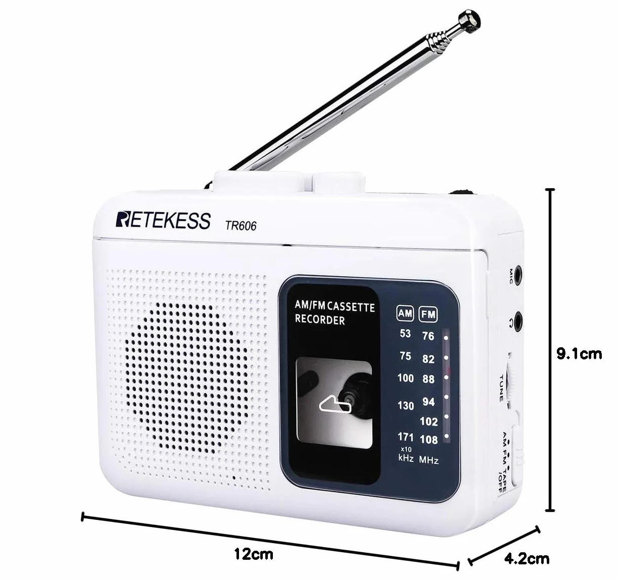 Retekess TR606 Registratore a Cassetta Portatile AM FM Radio