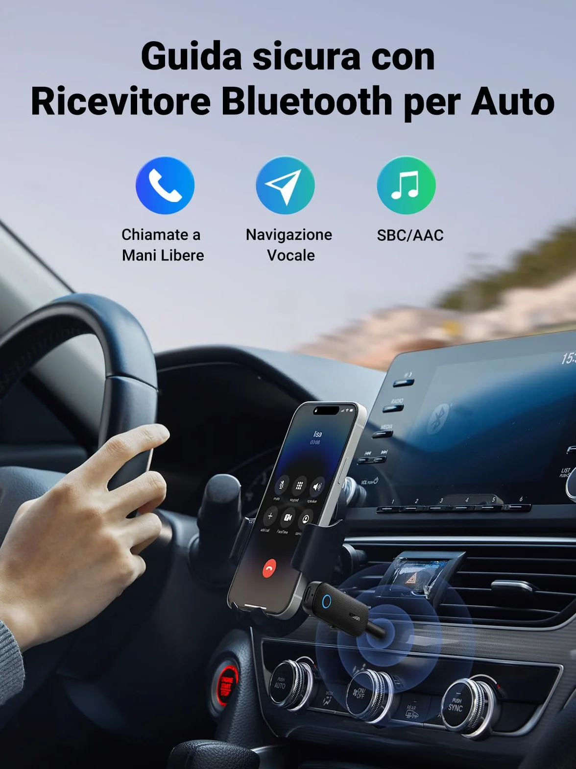 UGREEN Bluetooth 5.4 Adattatore Audio 2 in 1 3.5mm Aux Jack con Microfono per TV PC Auto