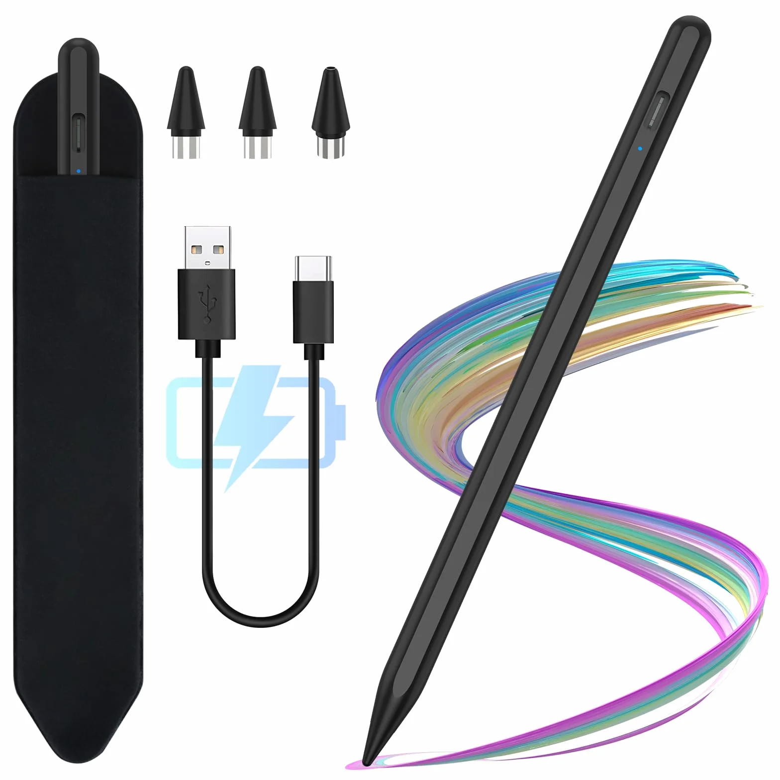 Penna Stylus Tablet Samsung iPhone Lenovo Xiaomi Huawei Android Touch Screen con Sensibilità Inclinazione 3 Punte