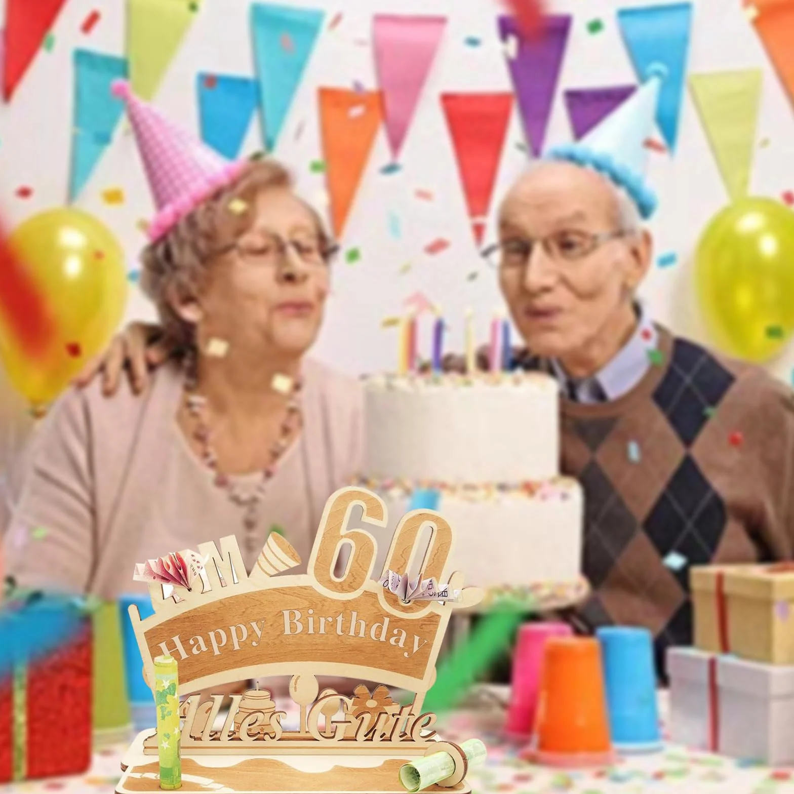 Biglietto Auguri Compleanno in Legno Personalizzato Regalo 60 Anni Donna Uomo