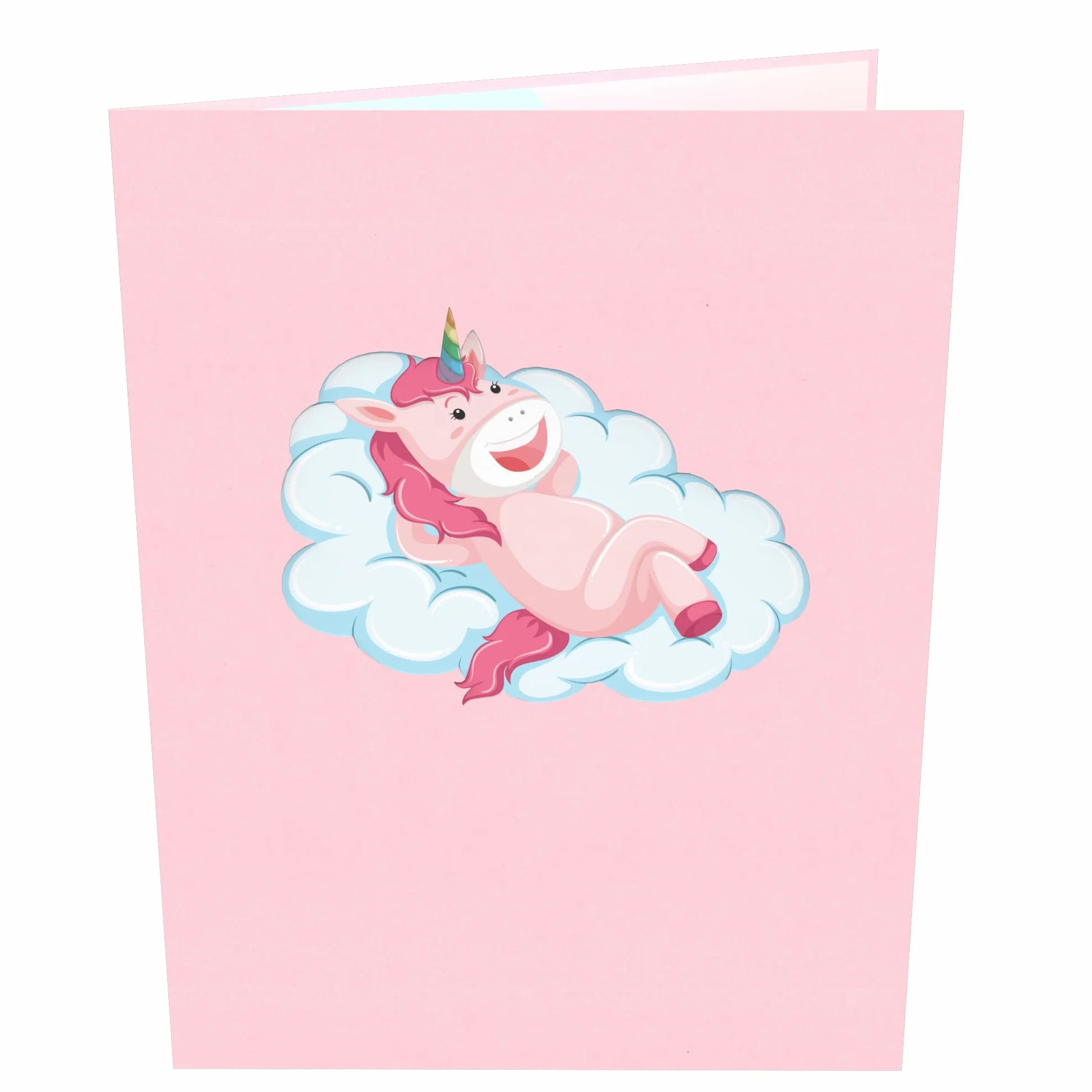 MOKIO Biglietto Auguri Pop-Up Unicorno rosa Arcobaleno 3D compleanno busta