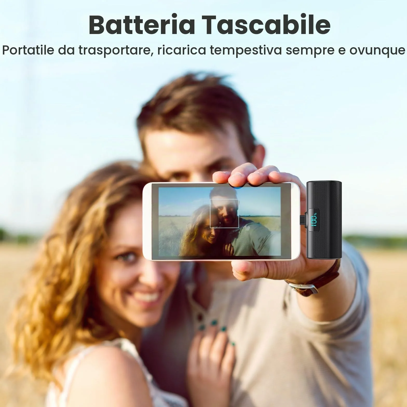Power Bank 5200mAh USB C PD Caricatore Portatile per iPhone 17/16/15 Android Samsung Galaxy Note Huawei iPad Pro Nero