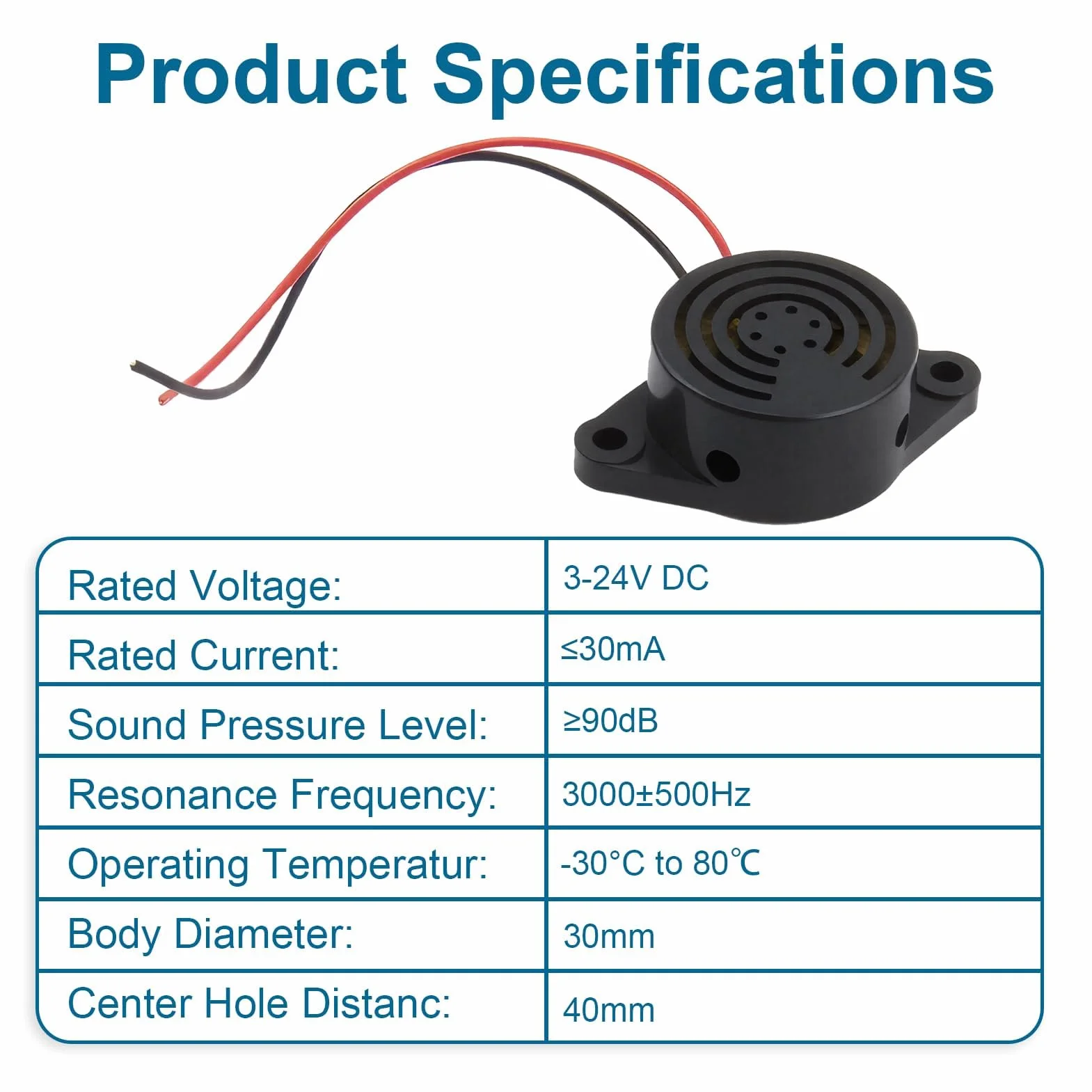 Cicalino Elettronico DC 3-24 V 95 dB Mini Buzzer per Auto Moto Camper Barca 2 Pezzi