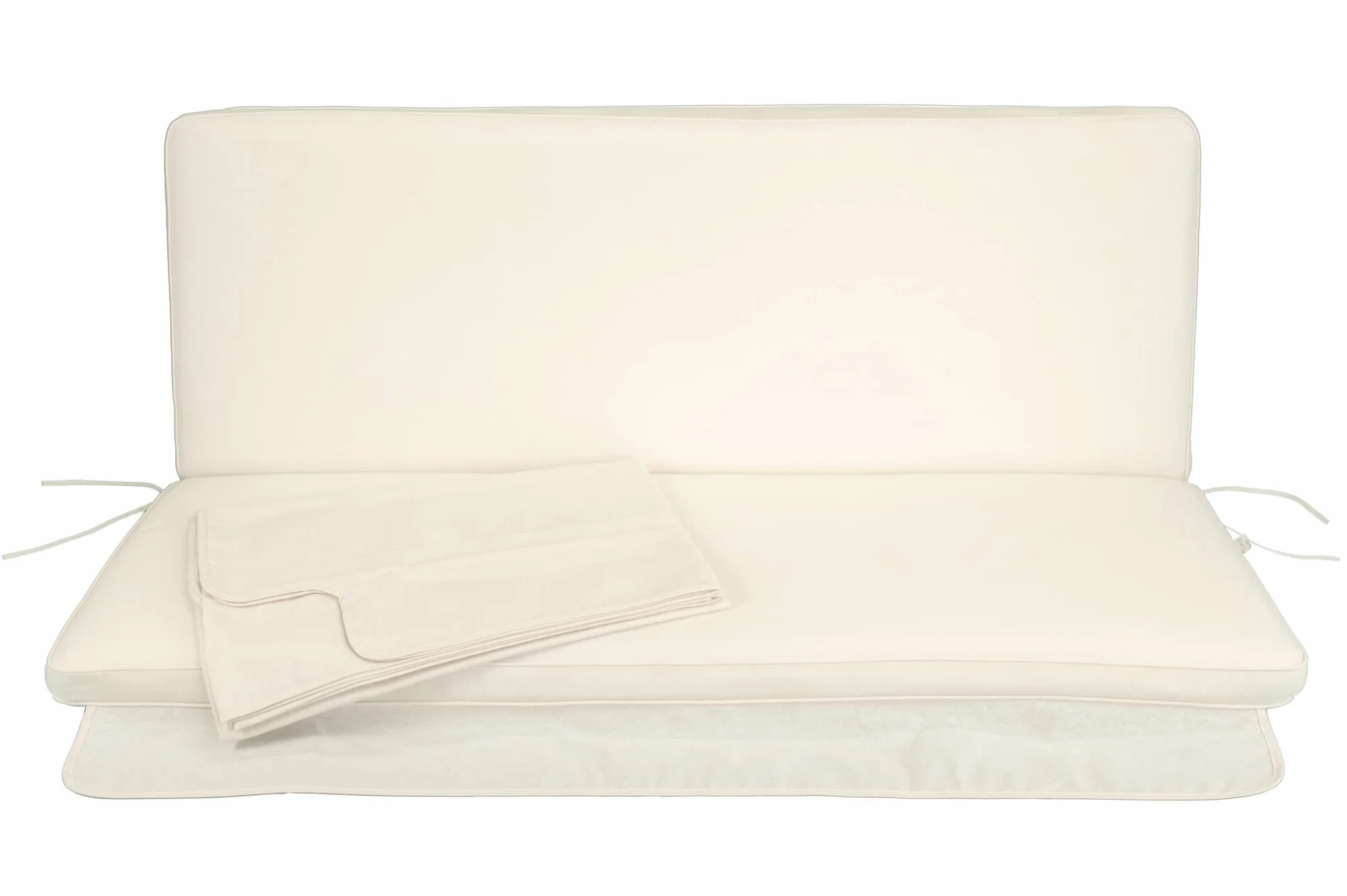 GHIOCUSCINI | Cuscino da Esterno per Dondolo da Giardino, Colore Ecru con Tettuccio, Tessuto Cotone/Poliestere, Sfoderabile, 135 cm, Spessore 6 cm, Made in Italy