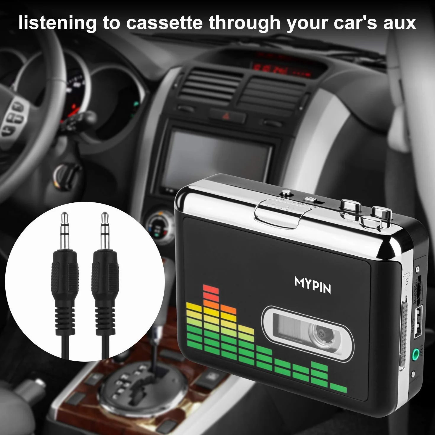 MYPIN Registratore a Cassetta Portatile Lettore Convertitore da Cassetta a MP3 USB con Auricolari