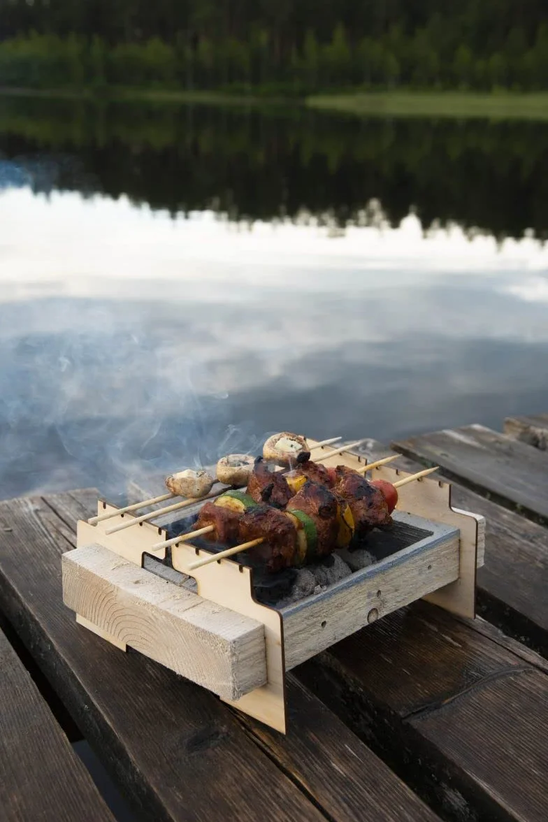 Hongu Barbecue monouso Portatile USA e Getta Ecologico Completamente Realizzato con Materiali Naturali Pronto per l’Uso in 5 min. Utilizzabile 2 Ore Biodegradabile
