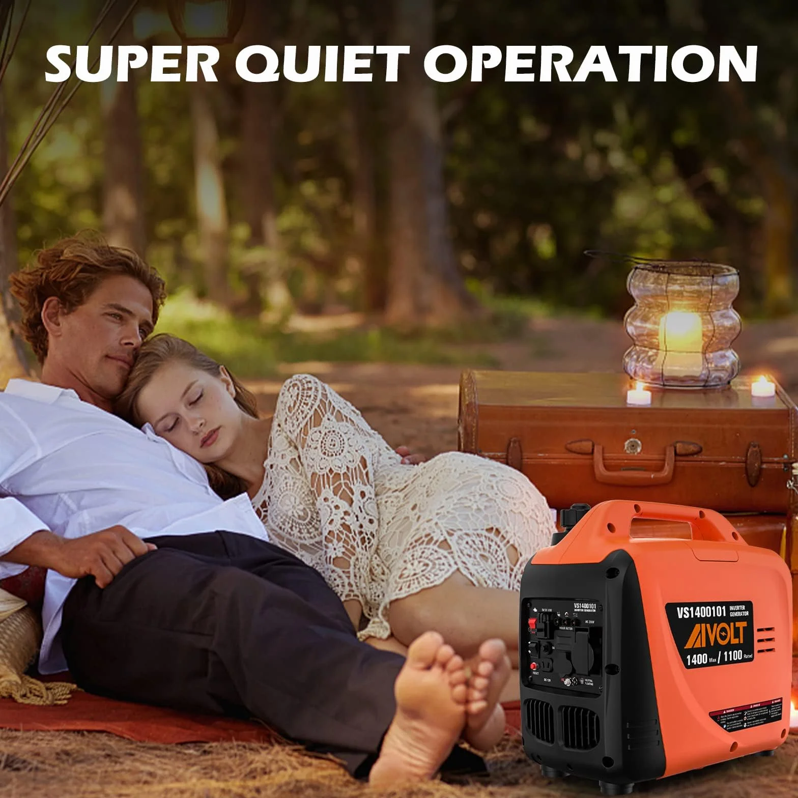 AIVOLT Generatore Inverter 1400 Watt generatore di corrente silenziato gruppo elettrogeno emergenza a benzina silenzioso per campeggio, festival e uso domestico con 2 prese USB, 12V DC e 230 V AC