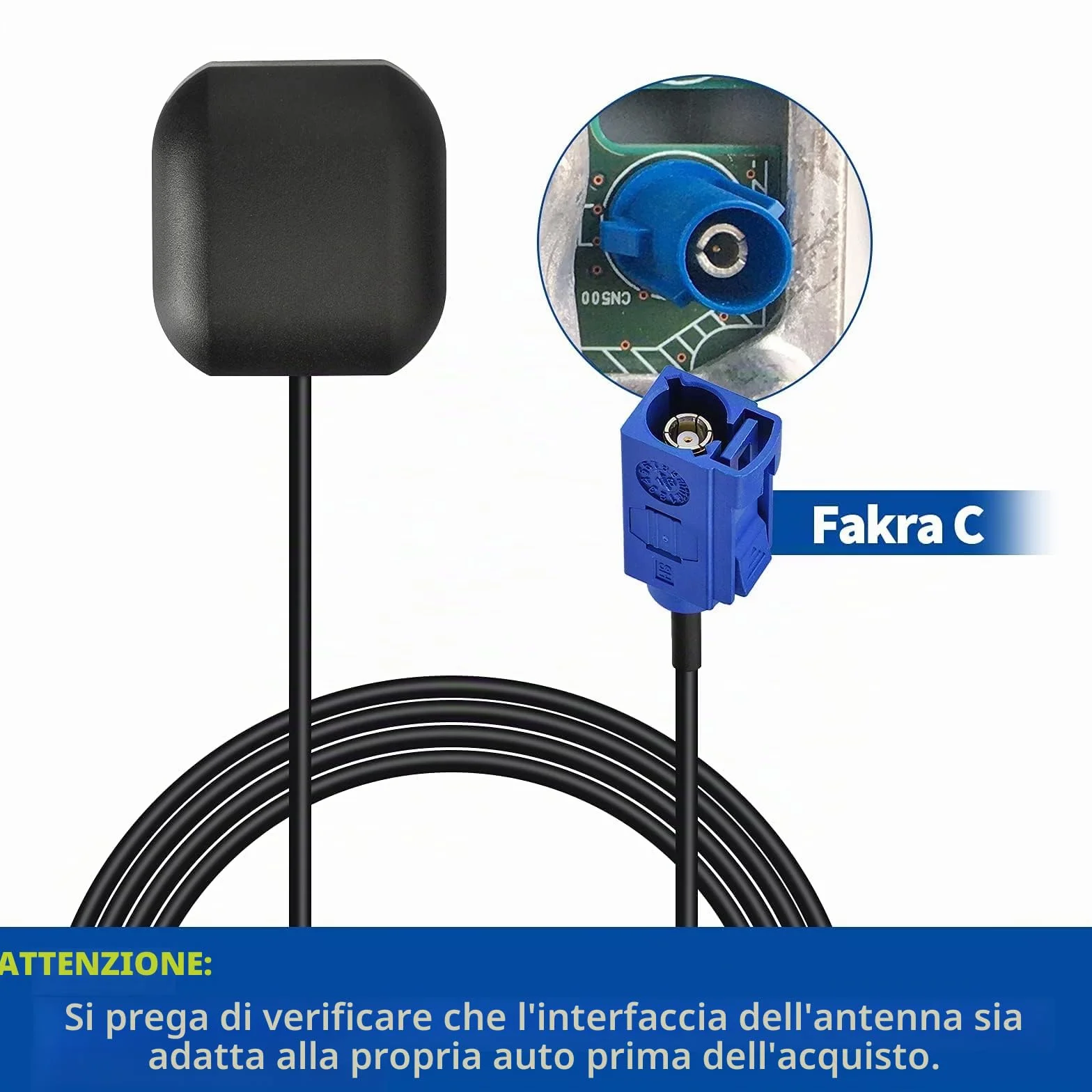 Bingfu Antenna GPS Auto Fakra C Base Magnetica Attiva per Radio Modulo Navigazione