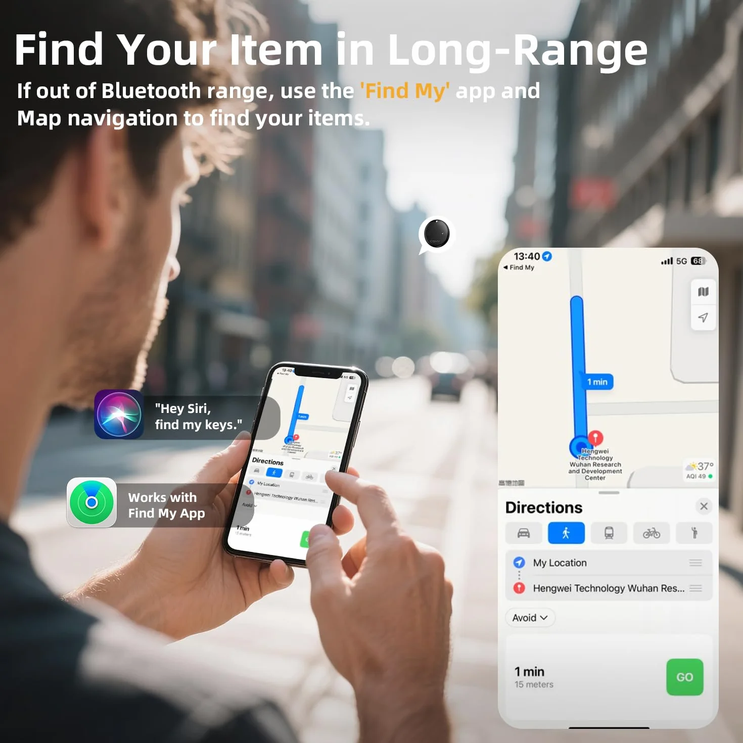 Esky Smart Tracker Tag Air Tracker Tag Compatibile con Apple Dov'è Bluetooth Localizzatore Oggetti Impermeabile IP67 Batteria Sostituibile 4 Pezzi