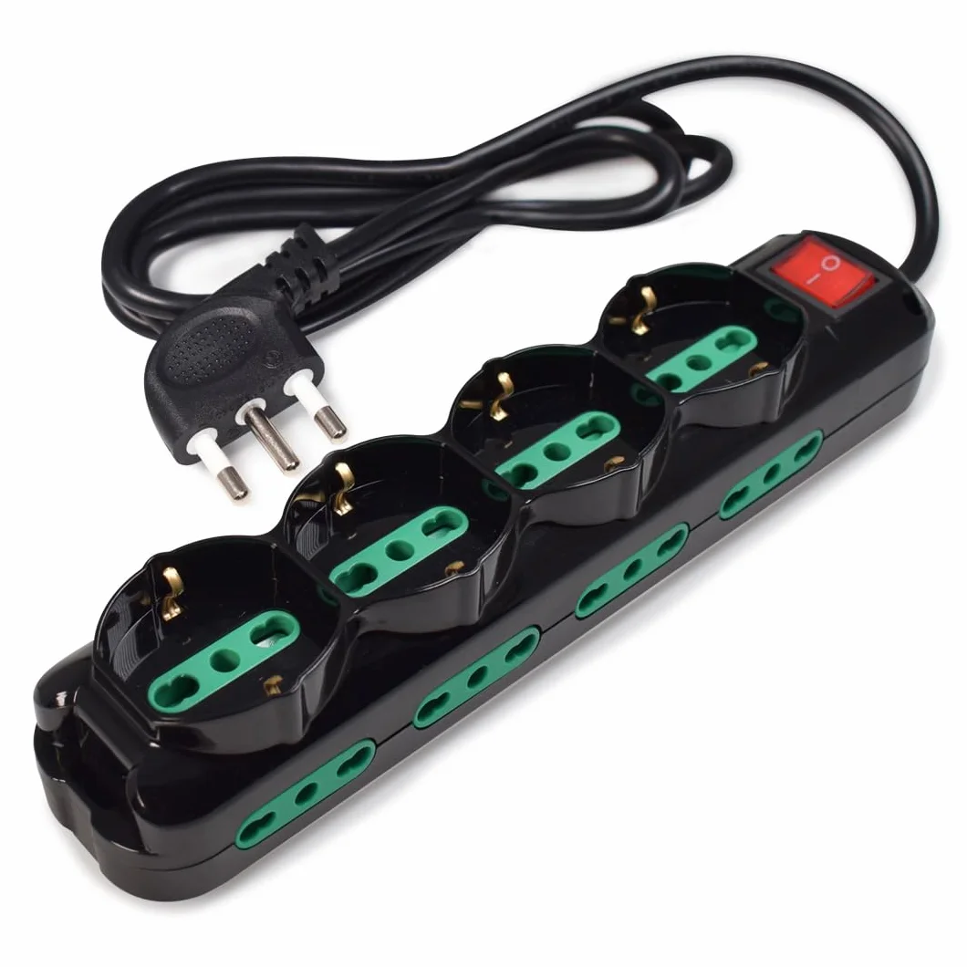 Tecnoware Multipresa Power Cleaner 12 4 Uscite Schuko Italia 8 Uscite 10/16A Cavo 1,5m Nero