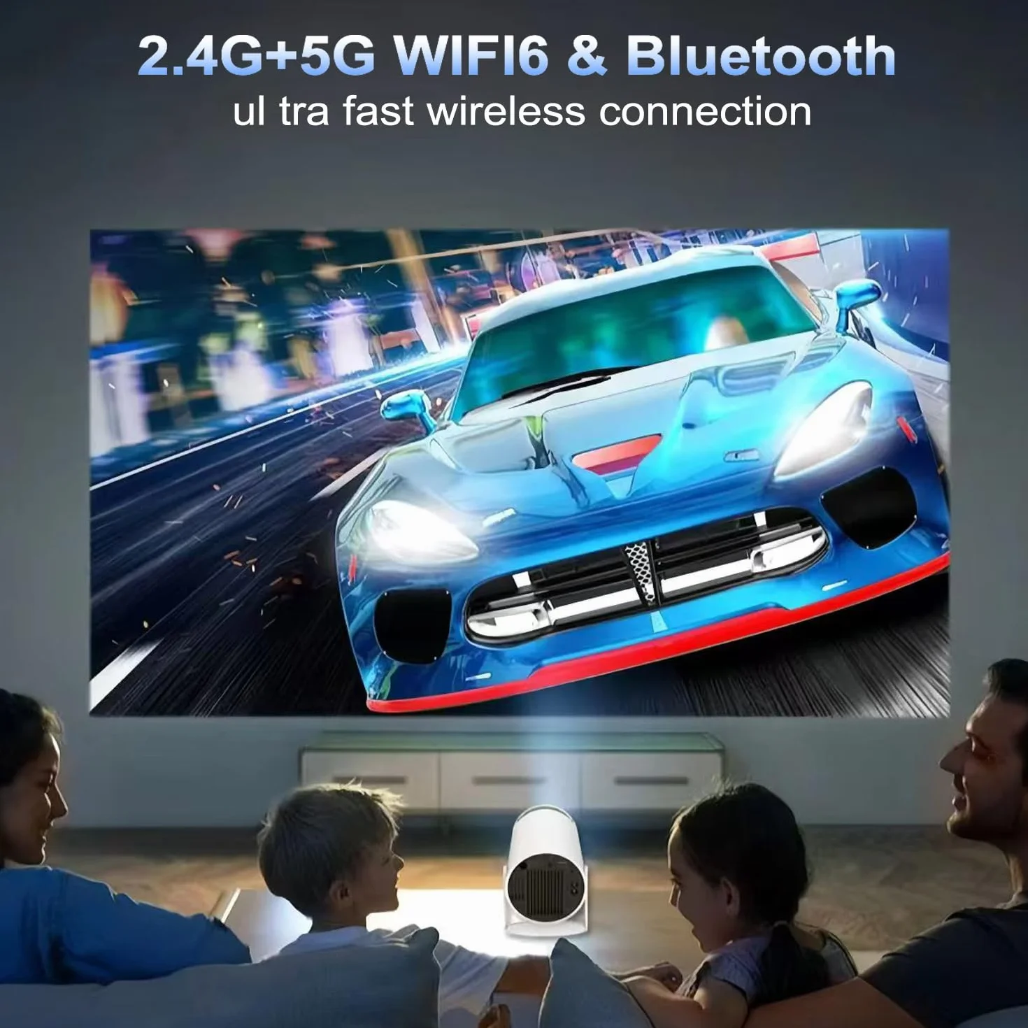 Proiettore 4K WiFi 6 BT5.2 Portatile Full HD con Keystone Rotazione 180° per Home Theater