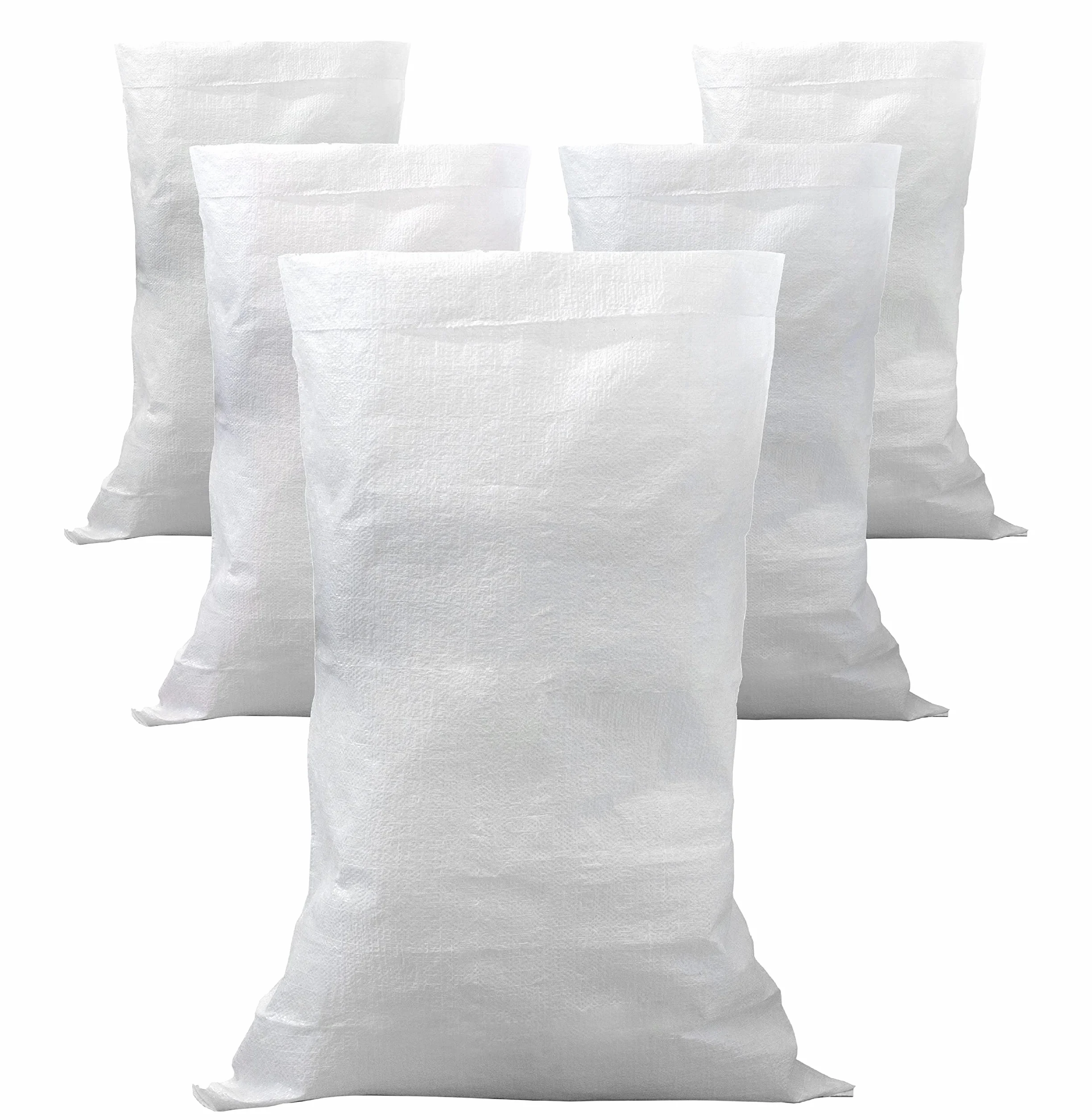 IPEA 5x Sacchi da Giardino e Detriti in Polipropilene Extra Resistente - 105 x 55 cm ­­­­– Sacco Multiuso per Imballaggio, Ortaggi, Sabbia, Macerie, Fai da Te – Contenitore di Oggetti – Bianco