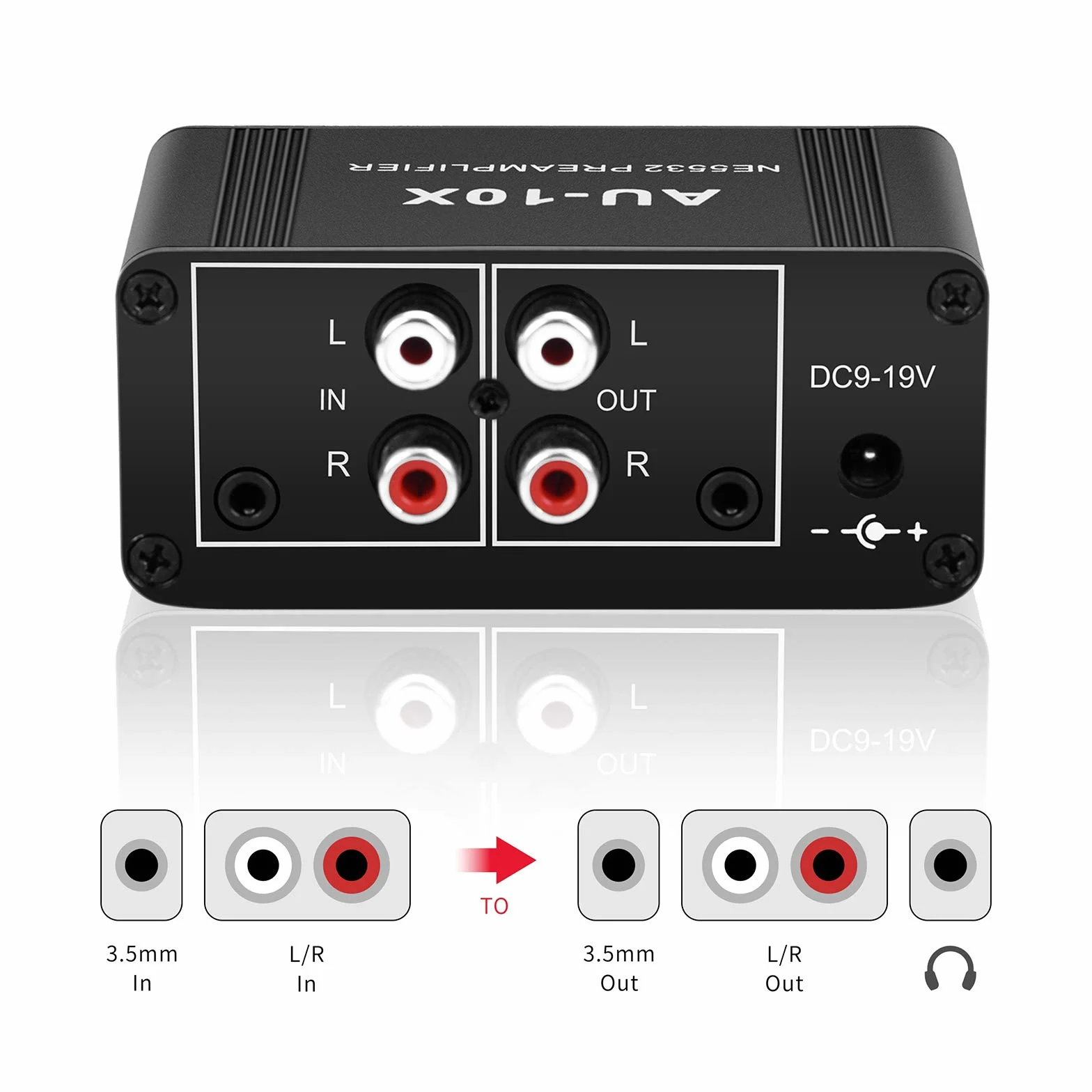 Preamplificatore audio stereo mini compatibile con RCA 3,5 mm, amplificatore per cuffie, preamplificatore fonografico giradischi 20 dB