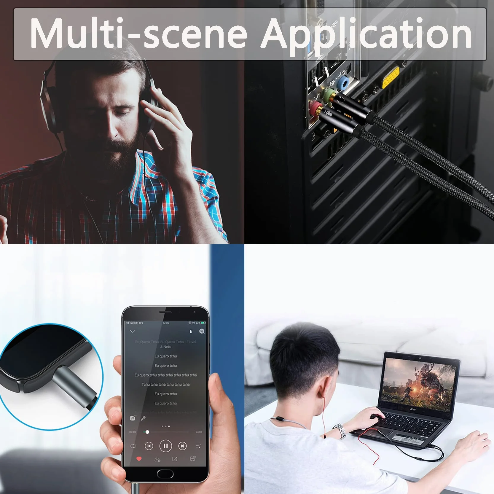 Cavo Audio Microfono Cuffie 2 in 1, Sdoppiatore Cuffie Microfono, Adattatore Jack 3,5mm Maschio a Femmina per Notebook PC PS4 Xbox