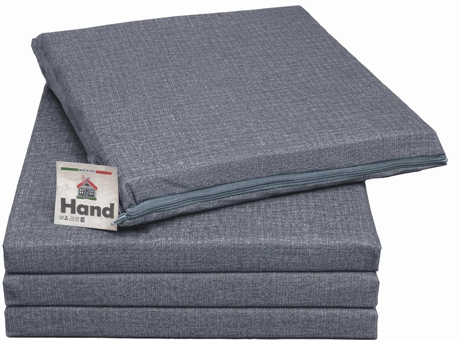 HAND - Set 4 Cuscini Sedie Esterno e Interno Sfoderabili 40x40 cm, Imbottitura Morbida, Cuscini per Sedie da Cucina, Giardino, Patio (Antracite, Set da 4)