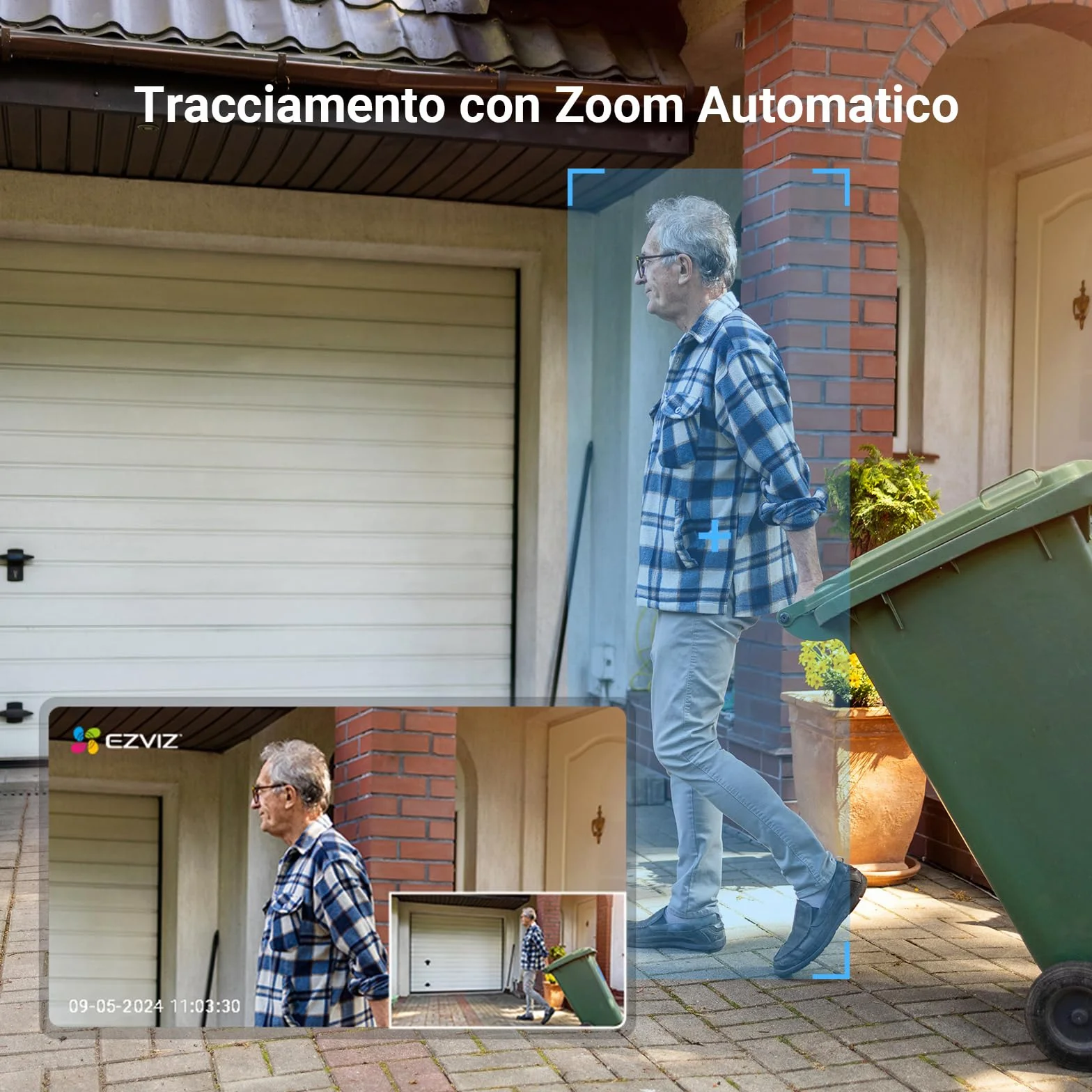 EZVIZ C8c 2MP Telecamera di Sorveglianza Wi-Fi Esterno 360° Auto-Zoom Tracciamento IP65