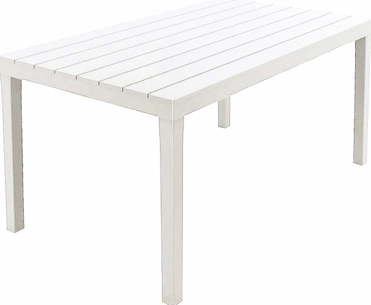Tavolo per giardino rettangolare bianco tavolino grande 6 posti interno esterno con gambe removibili salvaspazio pratico comodo