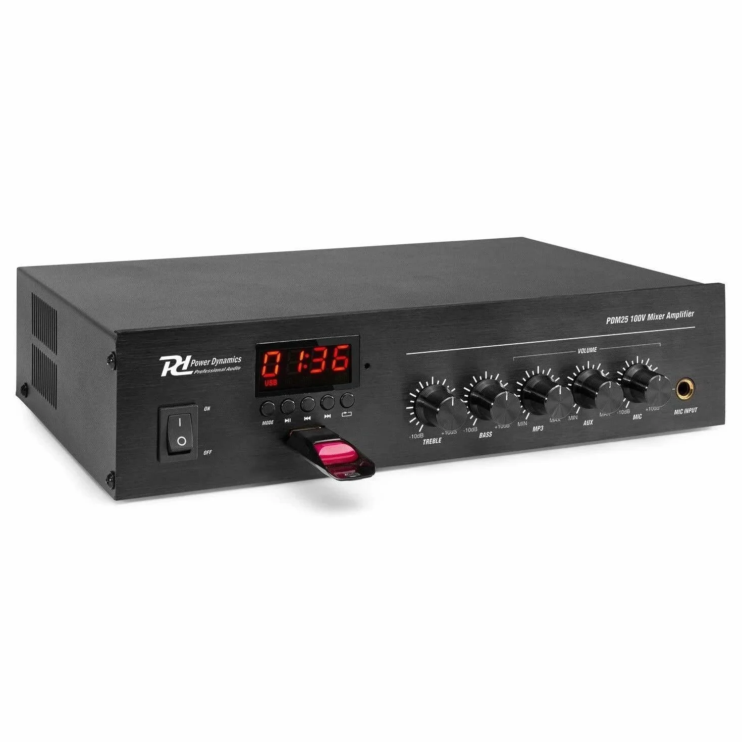 AMPLIFICATORE 100V IBRIDO 4-16 OHM BLUETOOTH RADIO USB FILODIFFUSIONE