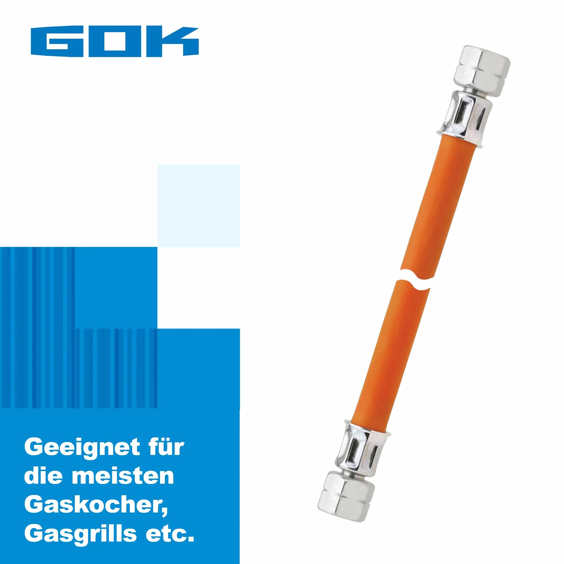 GOK Tubo del gas da 40 cm, 2 x 1/4", filettatura sinistra fino a -30 °C propano