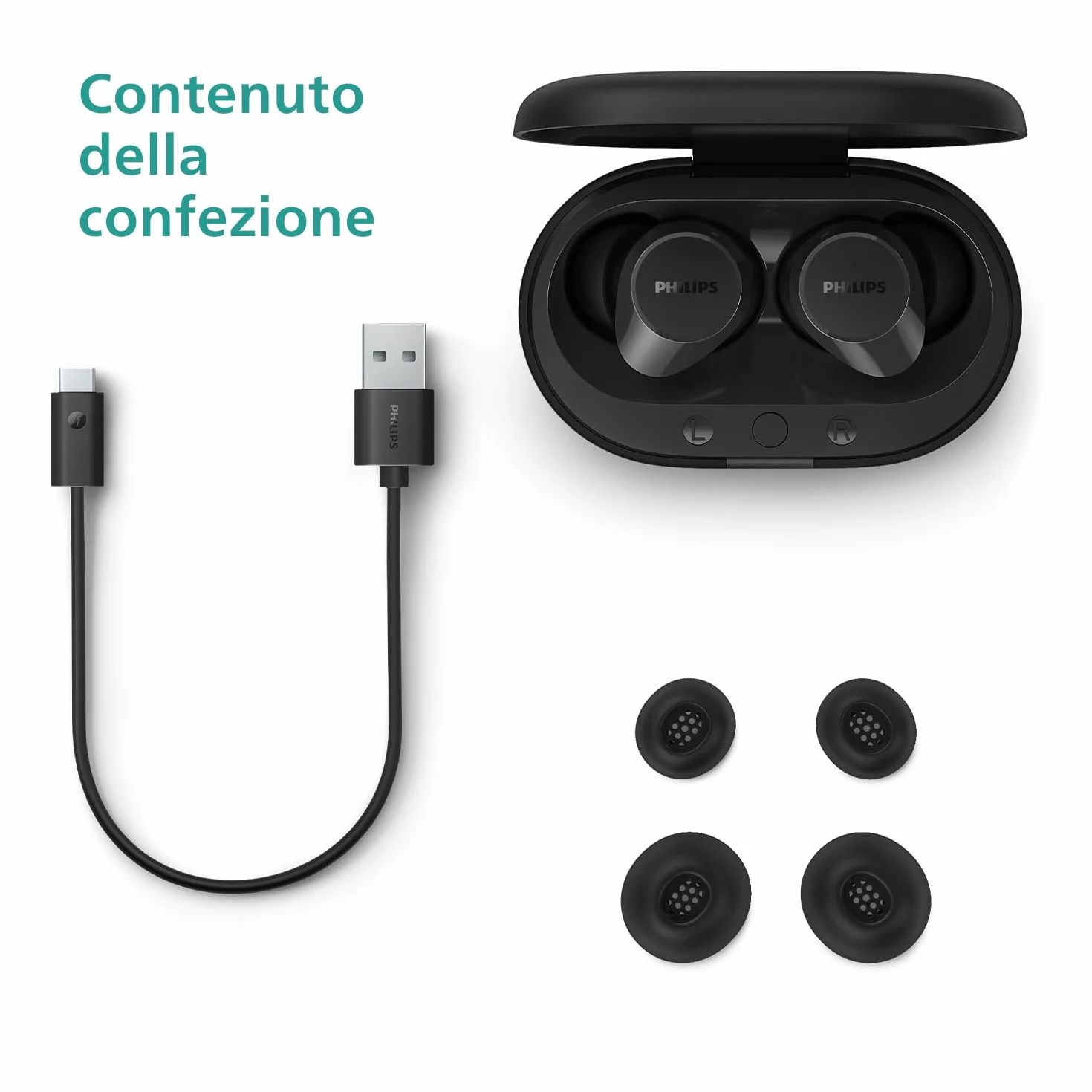 Philips TAT1209BK Cuffie auricolari Bluetooth True Wireless - Nero