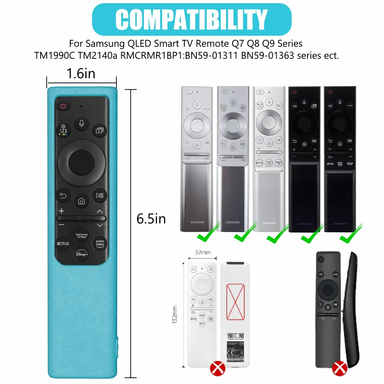 Custodie Protettive in Silicone per Telecomando Samsung BN59-01385B TM2281 Antiscivolo Antiurto Blu Verde