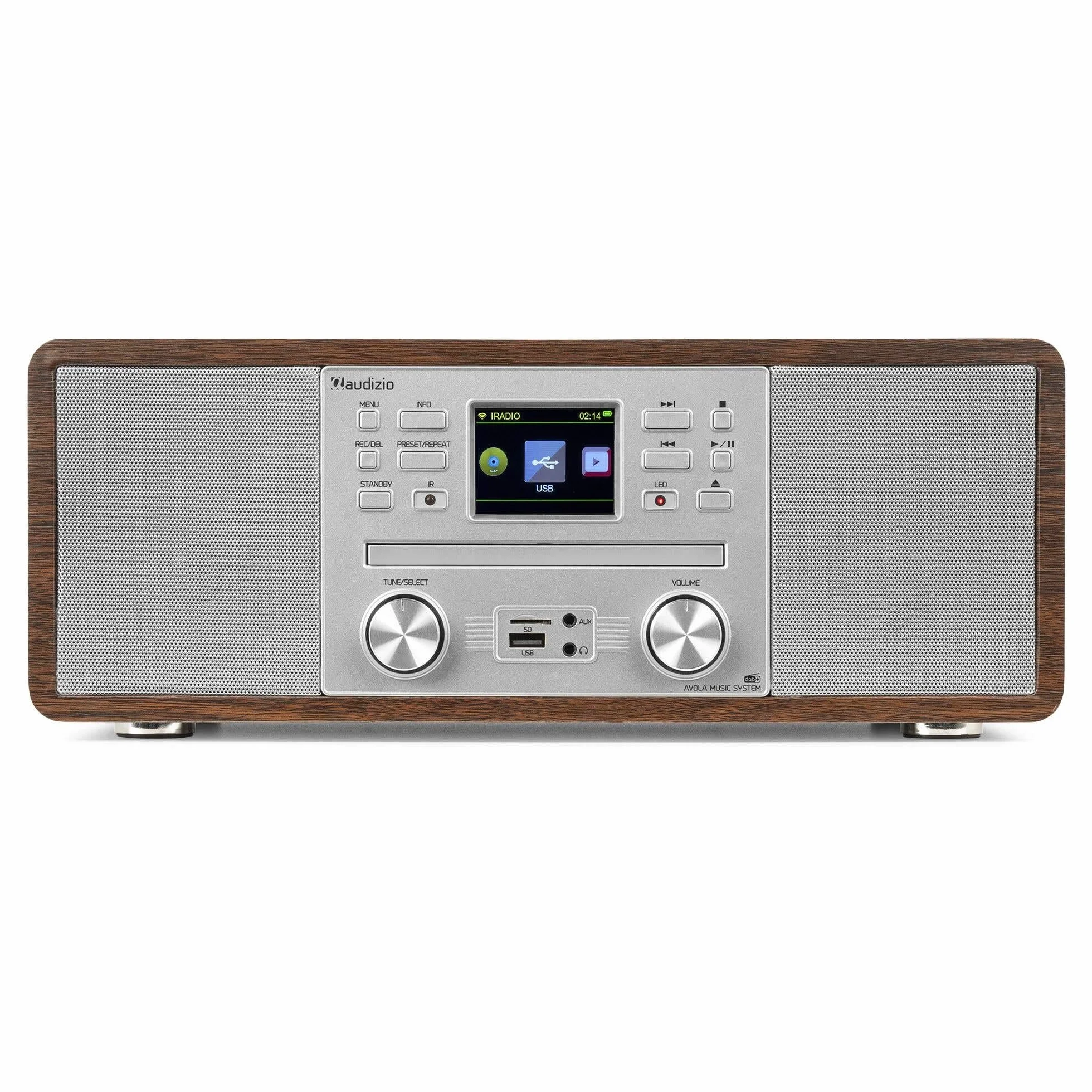 Audizio Avola Radio DAB+ Internetradio z czytnikiem CD Bluetooth WLAN FM Srebrny Brązowy