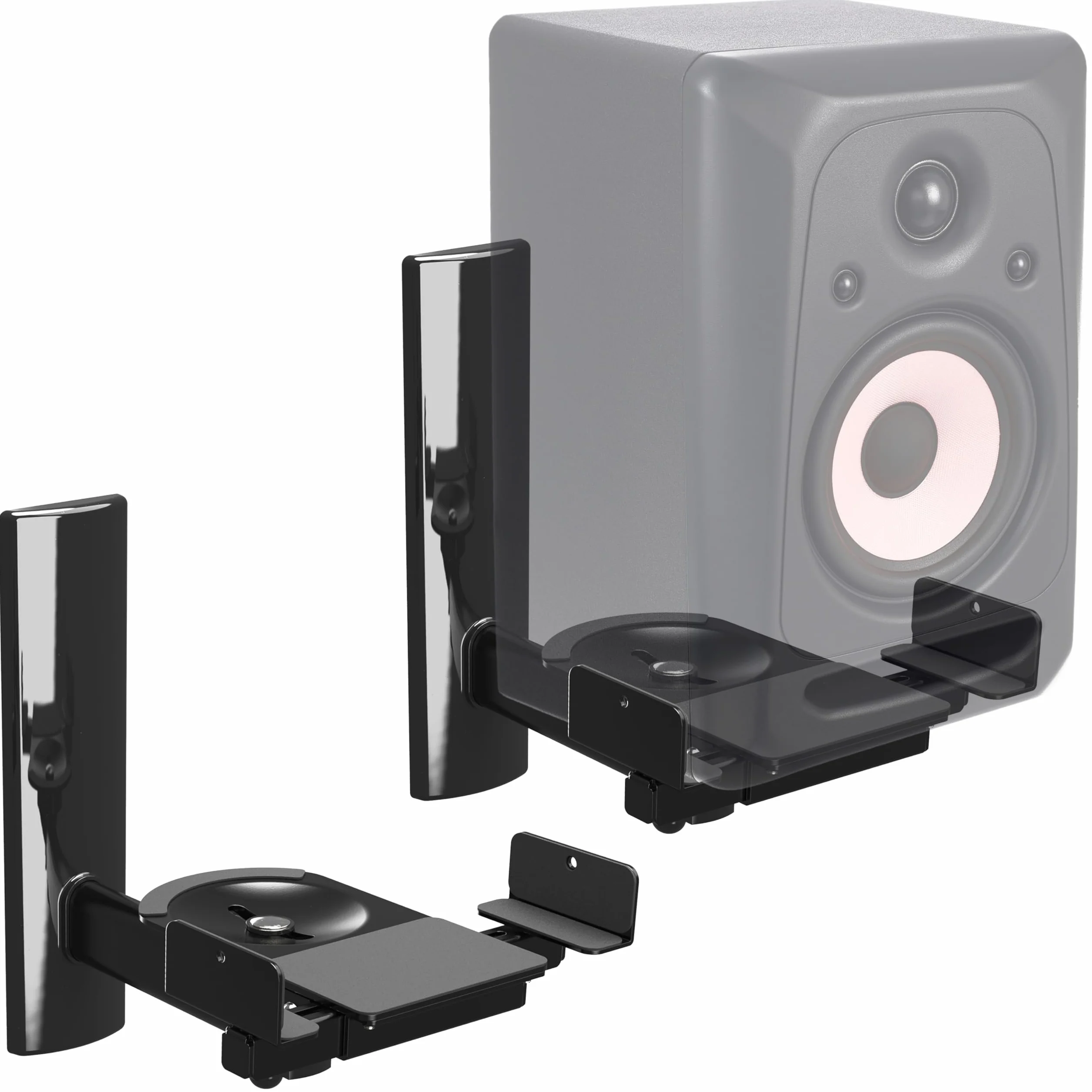 RICOO Supporto altoparlanti parete LH023-B Girevole Inclinabile Braccio muro Nero 2 pezzi