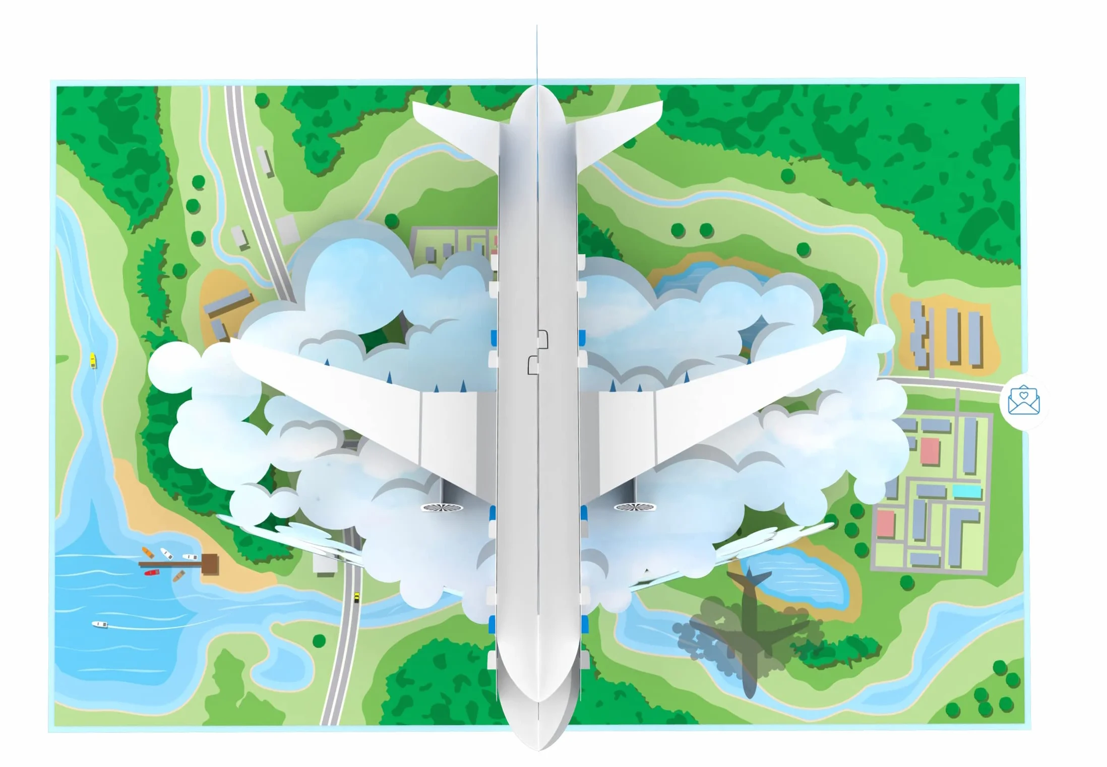 MOKIO® Biglietto Auguri Pop-Up Aereo 3D Regalo Volo Viaggio Compleanno