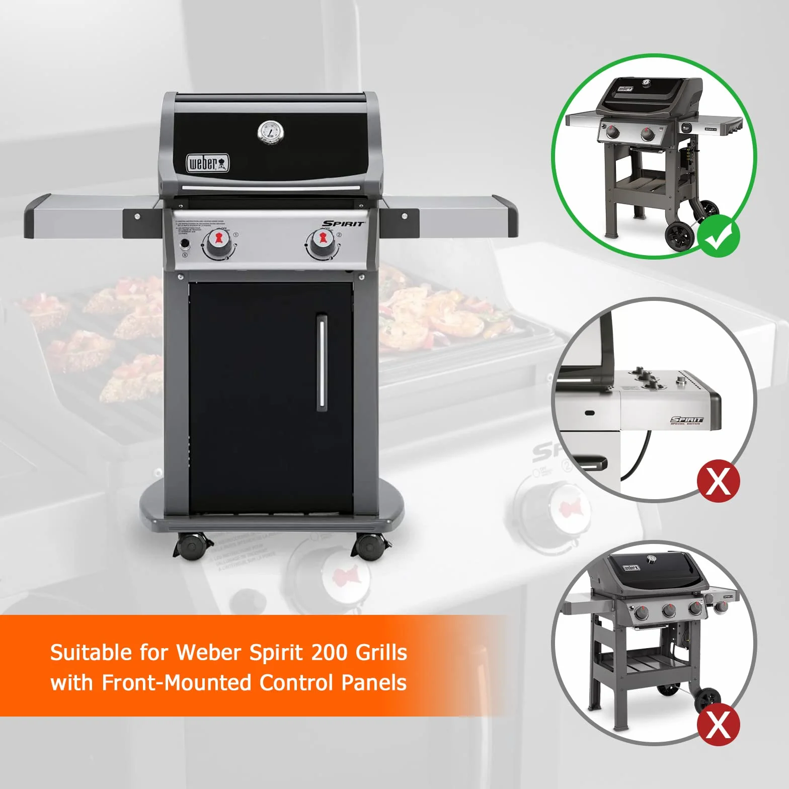 7635 Barre, per Barbecue a Gas Weber Serie Spirit 200 (con manopole Anteriori),7635 Barre Piastra Smaltate in Porcellana 38,9x8,9x6,8 cm Piastra Ricambio per Spirit E210 S210 E220 S220. (7635)