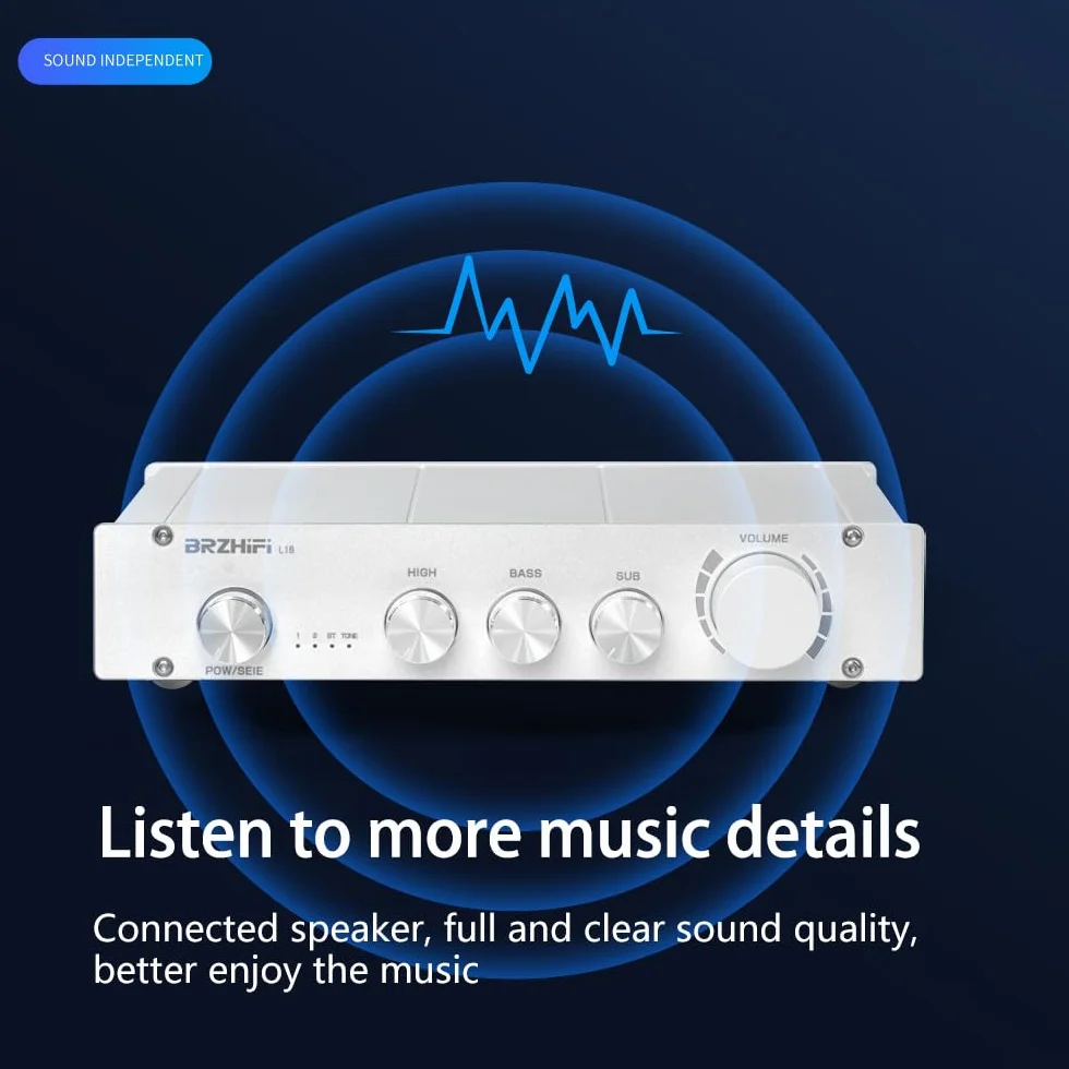Preamplificatore HIFI Classe A Pura 2.1 Canali Audio Domestico Bluetooth 5.0 PCM5102 Subwoofer Argento