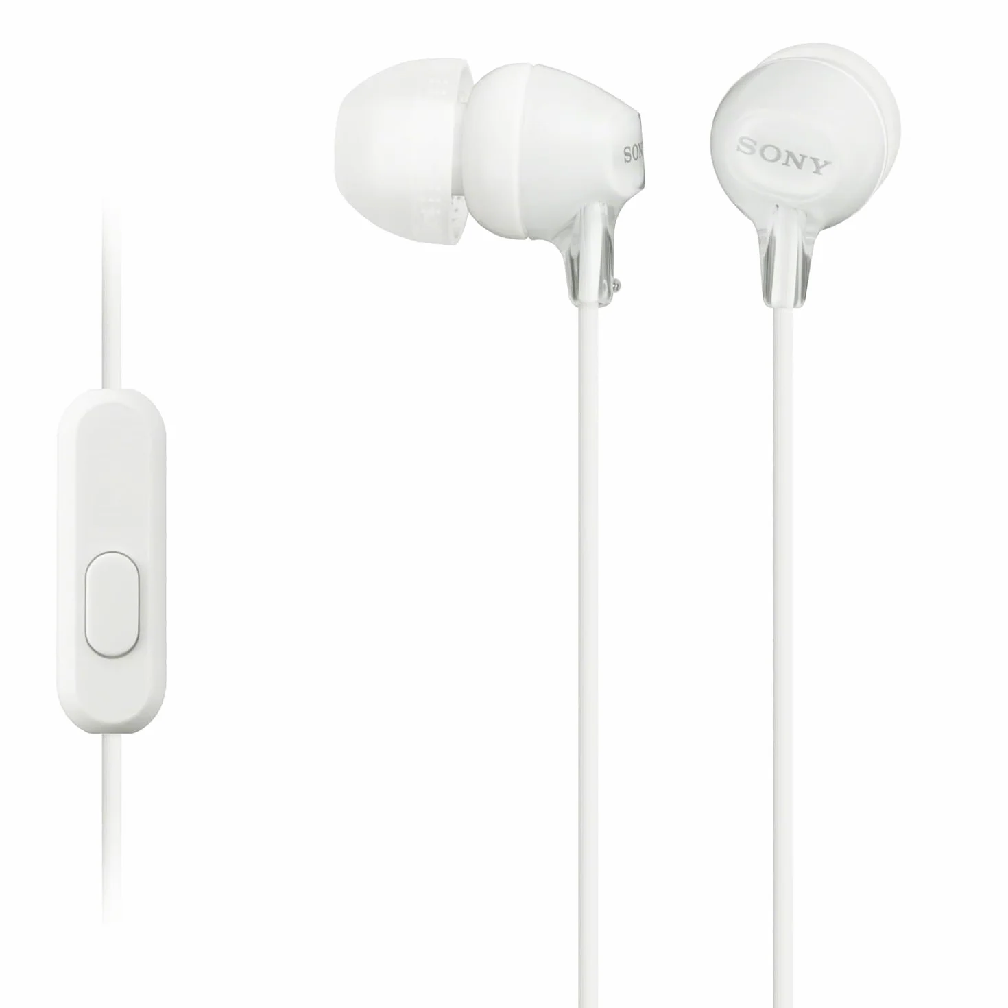 Sony MDR-EX15AP Cuffie in-ear con microfono, Auricolari in silicone, Bianco
