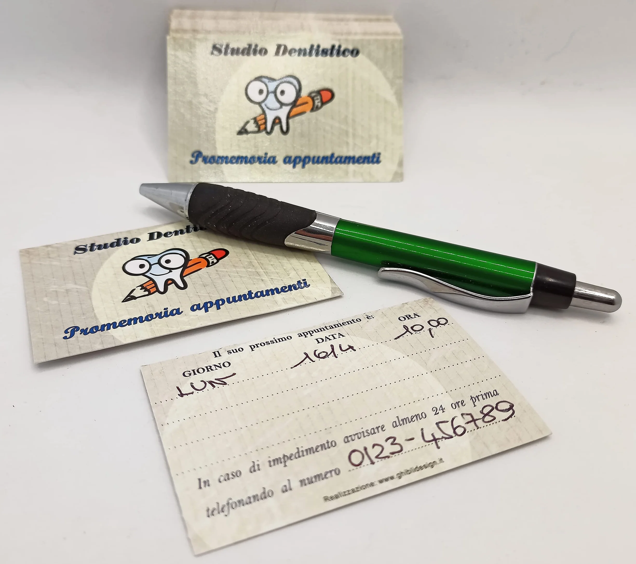 GHIBLI 500 Biglietti Appuntamento Dentista – Tessere Promemoria Pazienti Studio Odontoiatrico 4 Righe Giorno Data Ora
