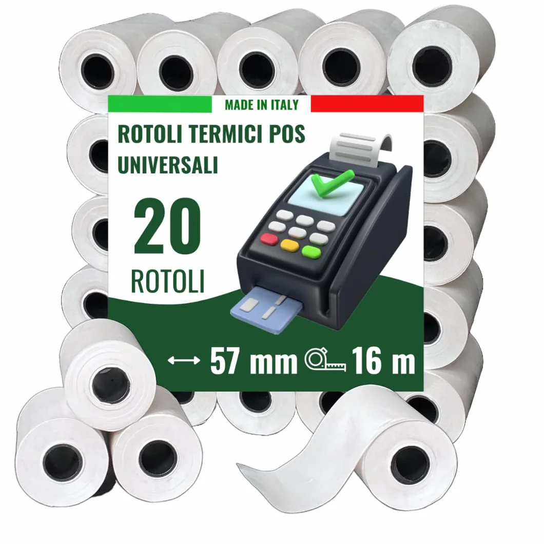 Carta Termica POS 57x16mt 20 Rotoli BPA free 57x35x12