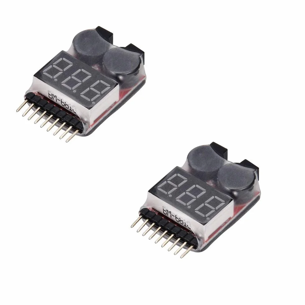 DollaTek 2PCS RC Lipo Battery Monitor Tester Alarm Buzzer Low Voltage LED Indicator for Li-ion LiPo 1-8S
