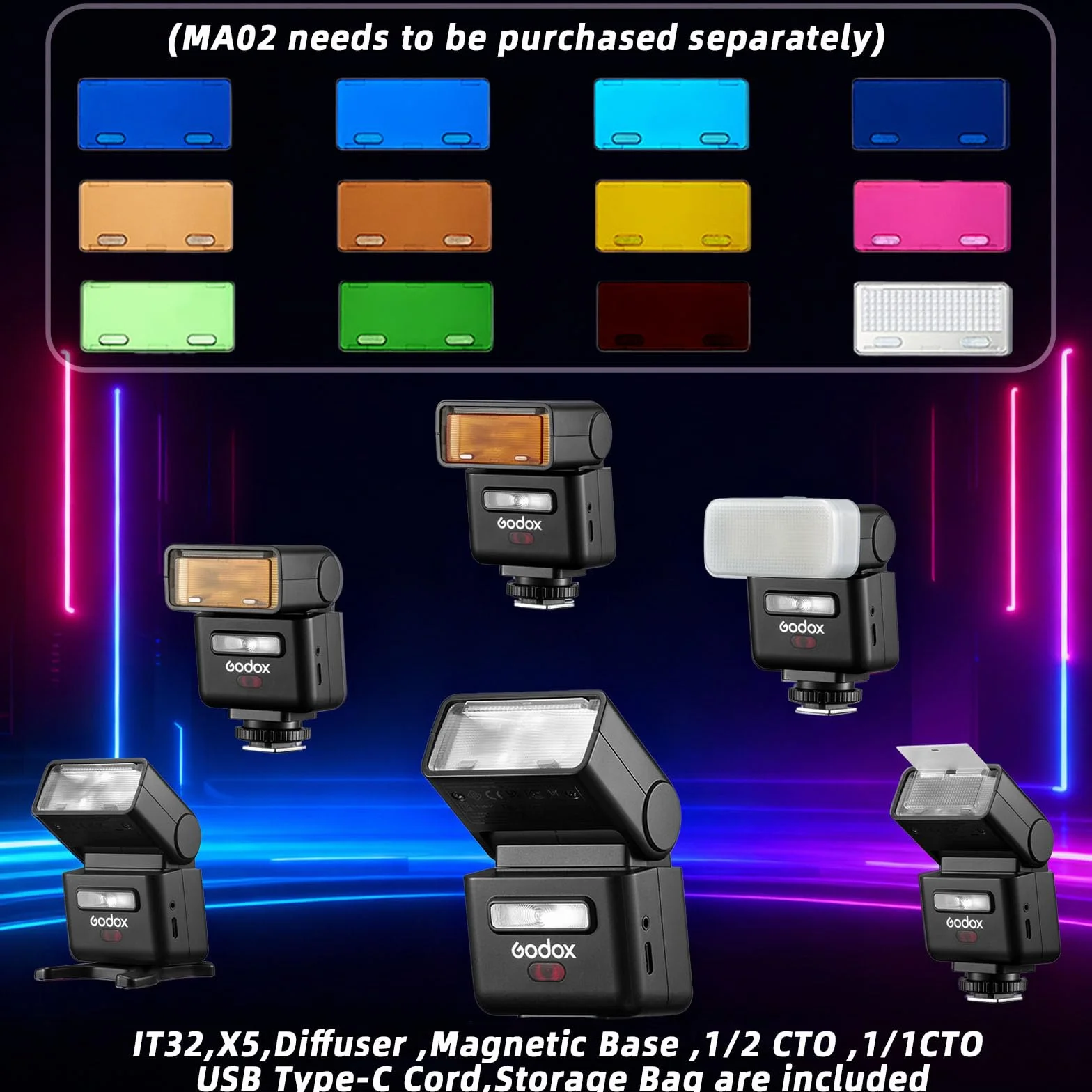 Godox iT32 TTL Flash for Sony, Wireless 2.4GHz HSS 1/8000s Touchscreen LED, Compatible Sony ZV-E10 a7IV a9III a6400 a6700