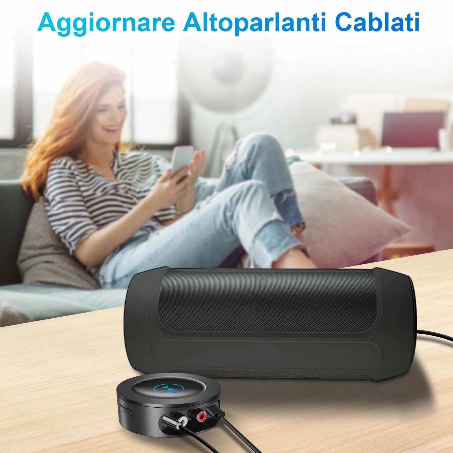 Ricevitore Bluetooth 5.2 HiFi, Adattatore AUX per Stereo Casa, Jack 3,5mm RCA, Audio HD Bassa Latenza