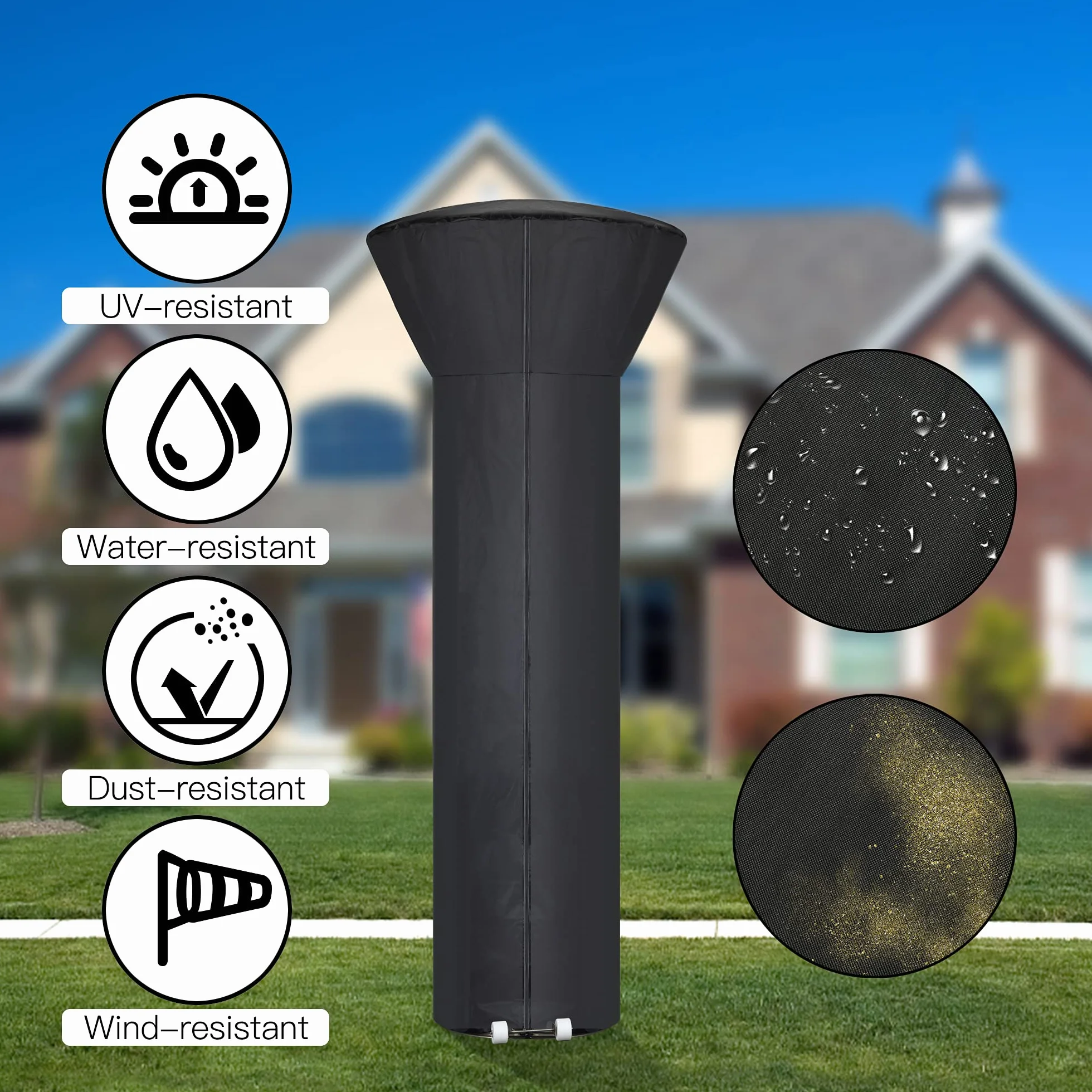 Copertura impermeabile per riscaldatore da patio con cerniera, antipolvere, resistente al vento, UV e neve